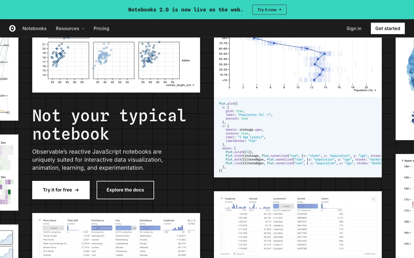 observablehq.com - Landing Screenshot Preview