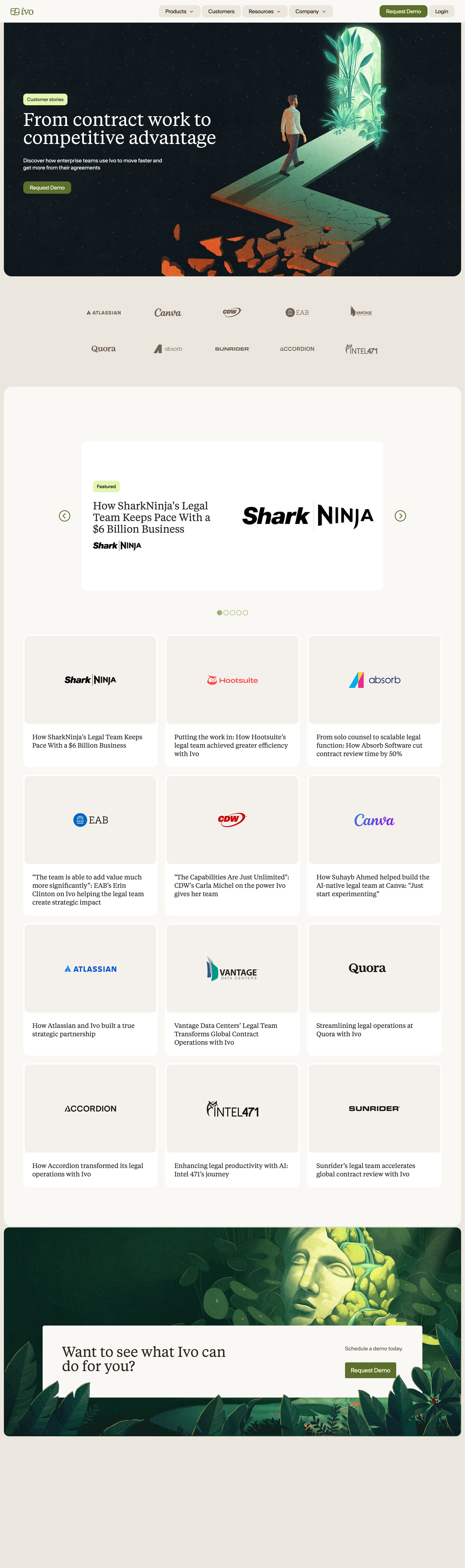 ivo.ai - Ivo Customer Stories: How Legal Teams Use AI Contract Review - Desktop - Tue Aug 04 2026 14:45:21 GMT+0000 (Coordinated Universal Time) Screenshot