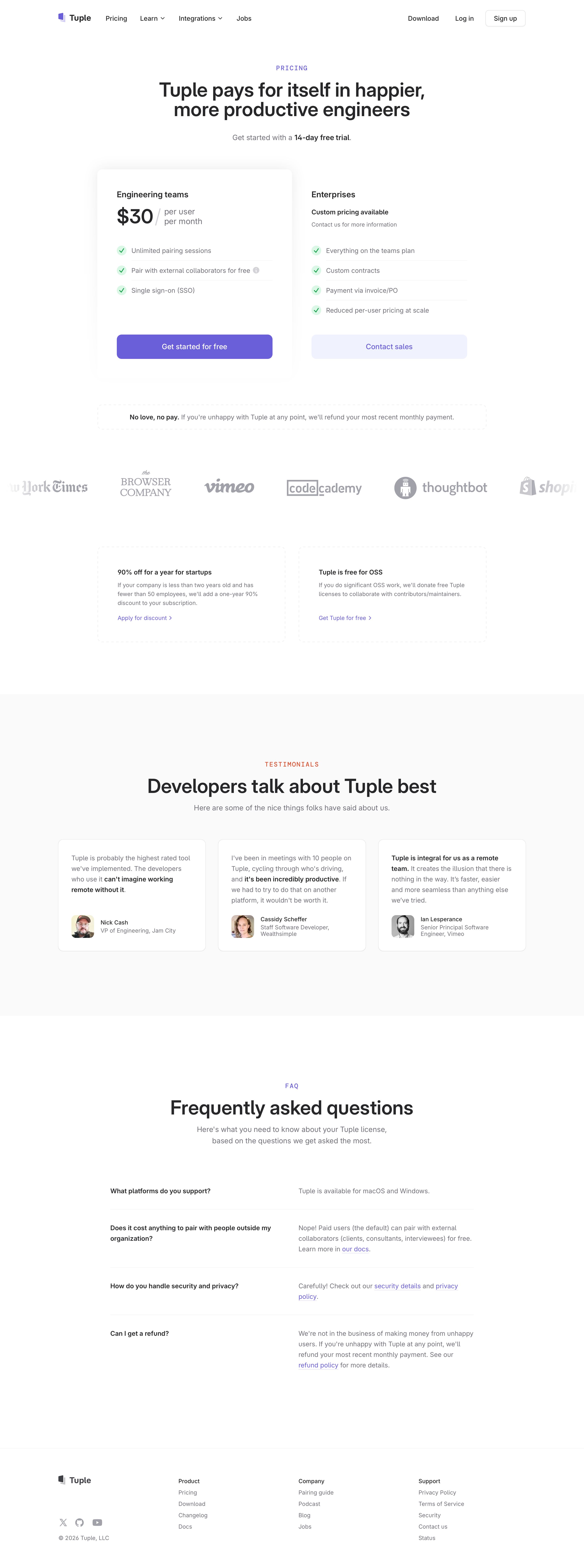 tuple.app - Pricing · Tuple - Desktop - Fri Jul 31 2026 19:59:16 GMT+0000 (Coordinated Universal Time) Screenshot