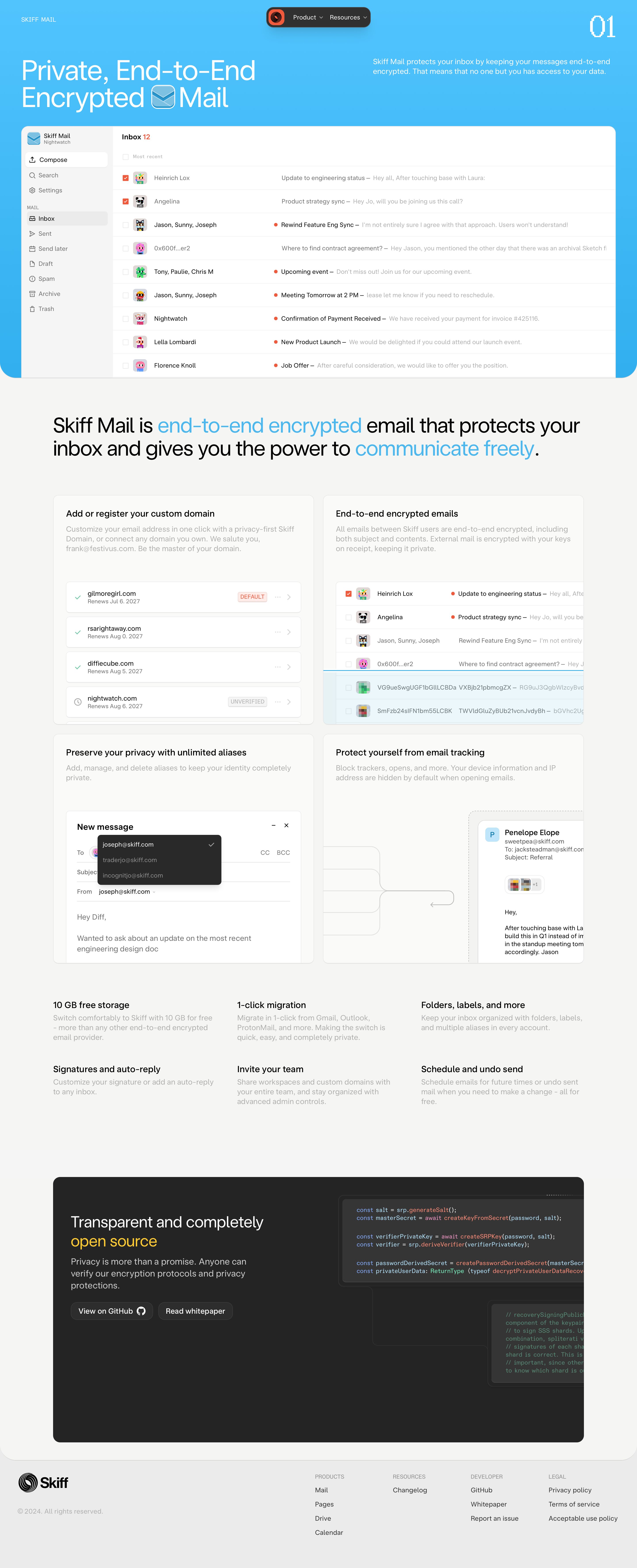skiff.com - Skiff – Private, Encrypted Email - Read more - Desktop - Fri Jul 31 2026 04:03:18 GMT+0000 (Coordinated Universal Time) Screenshot