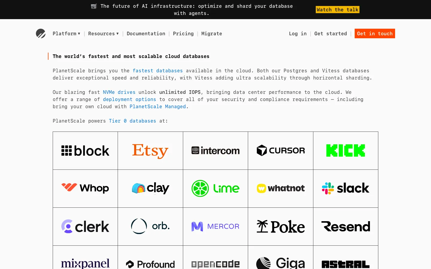 planetscale.com - Landing Screenshot Preview