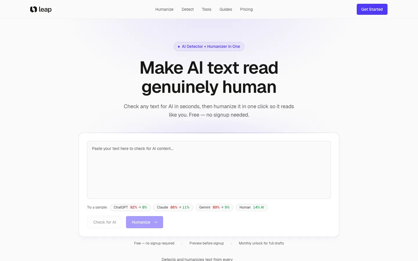 tryleap.ai - Landing Screenshot Preview