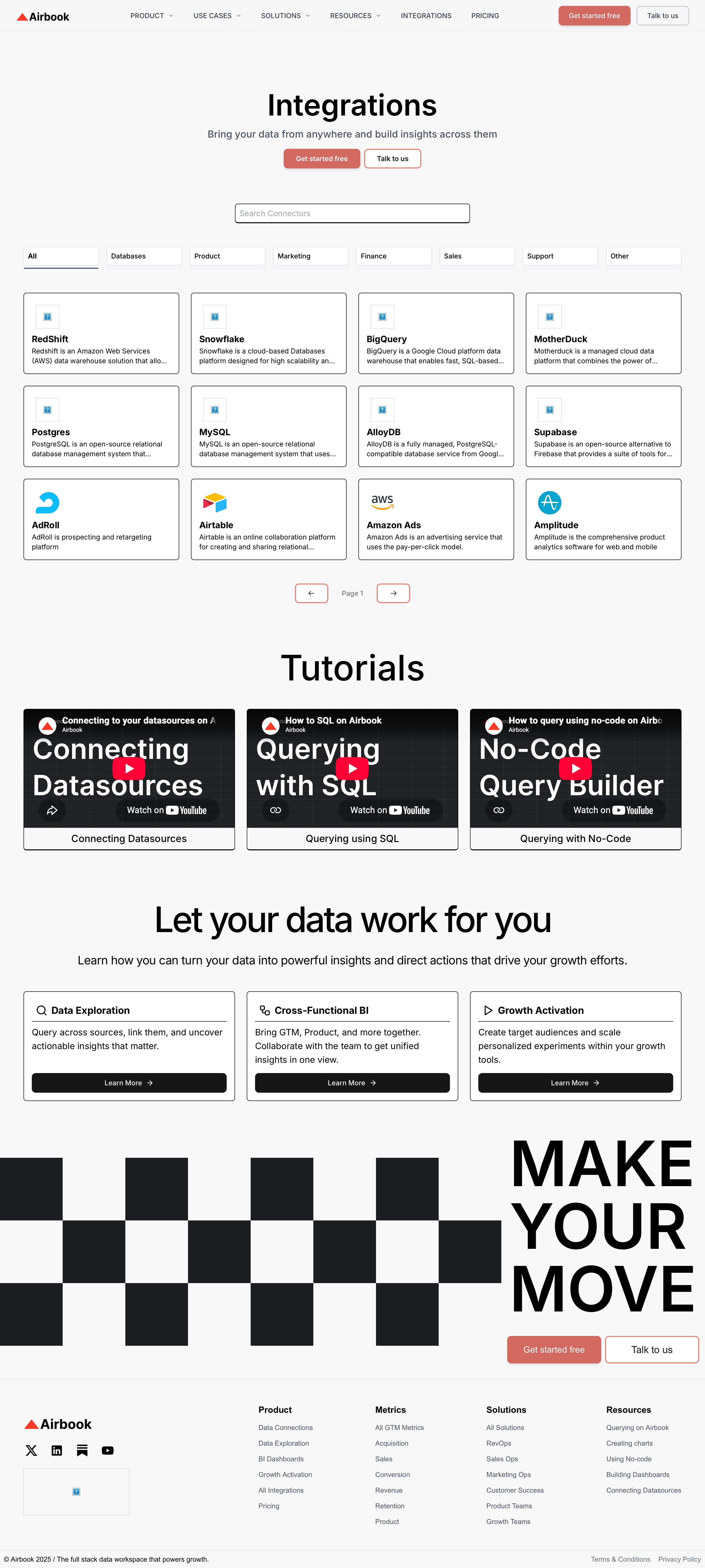 airbook.io - Airbook Integrations | Sync data from GTM tools, Databases and Data Warehouses - Desktop - Mon Jul 27 2026 00:00:22 GMT+0000 (Coordinated Universal Time) Screenshot