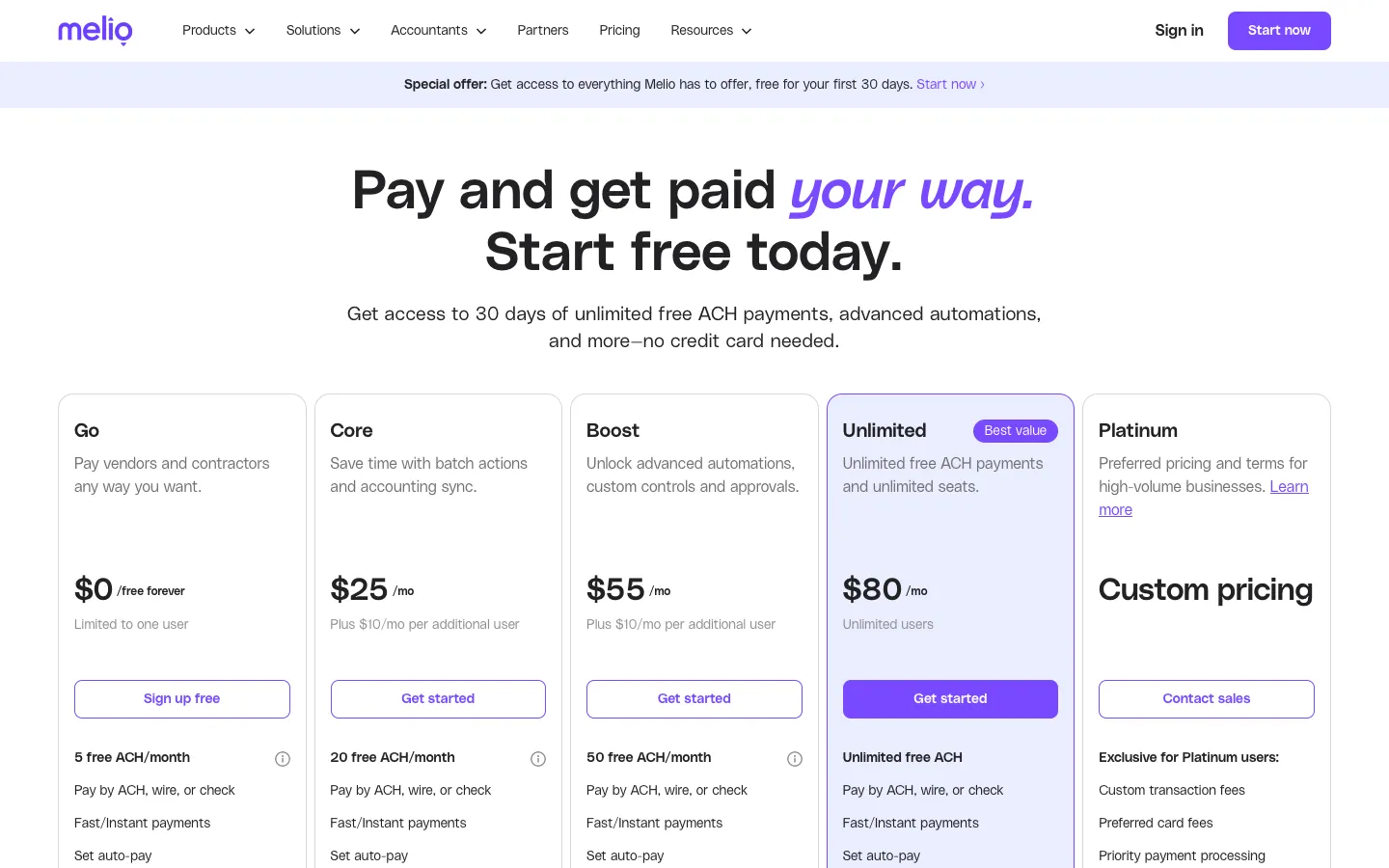 meliopayments.com - Pricing Screenshot Preview