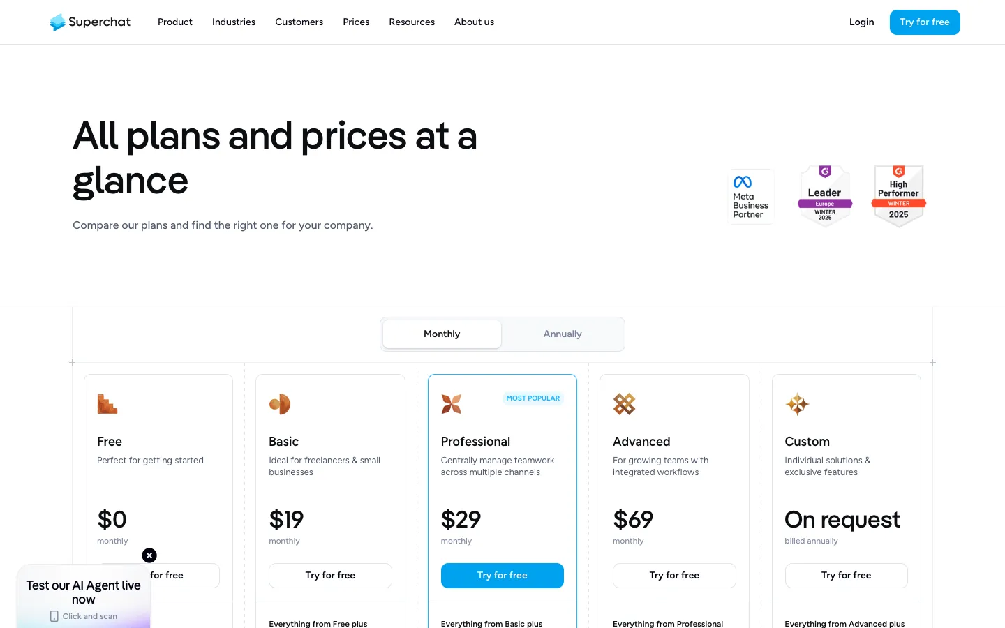 superchat.com - Pricing Screenshot Preview