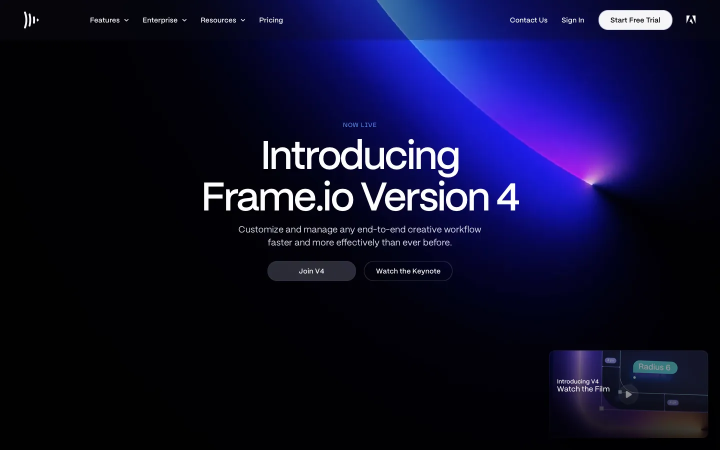 frame.io - Landing Screenshot Preview