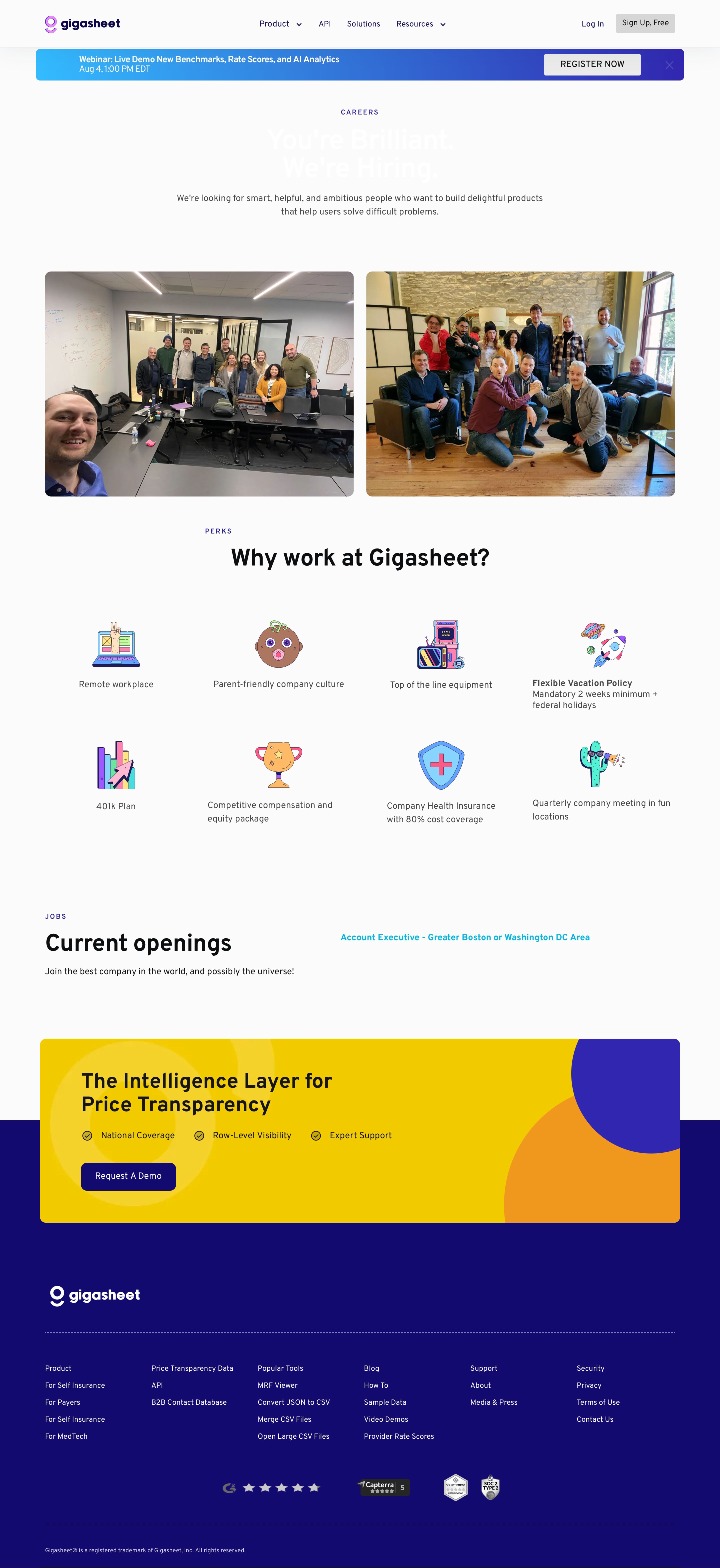 gigasheet.com - Careers | Gigasheet - Desktop - Sat Aug 01 2026 12:25:15 GMT+0000 (Coordinated Universal Time) Screenshot