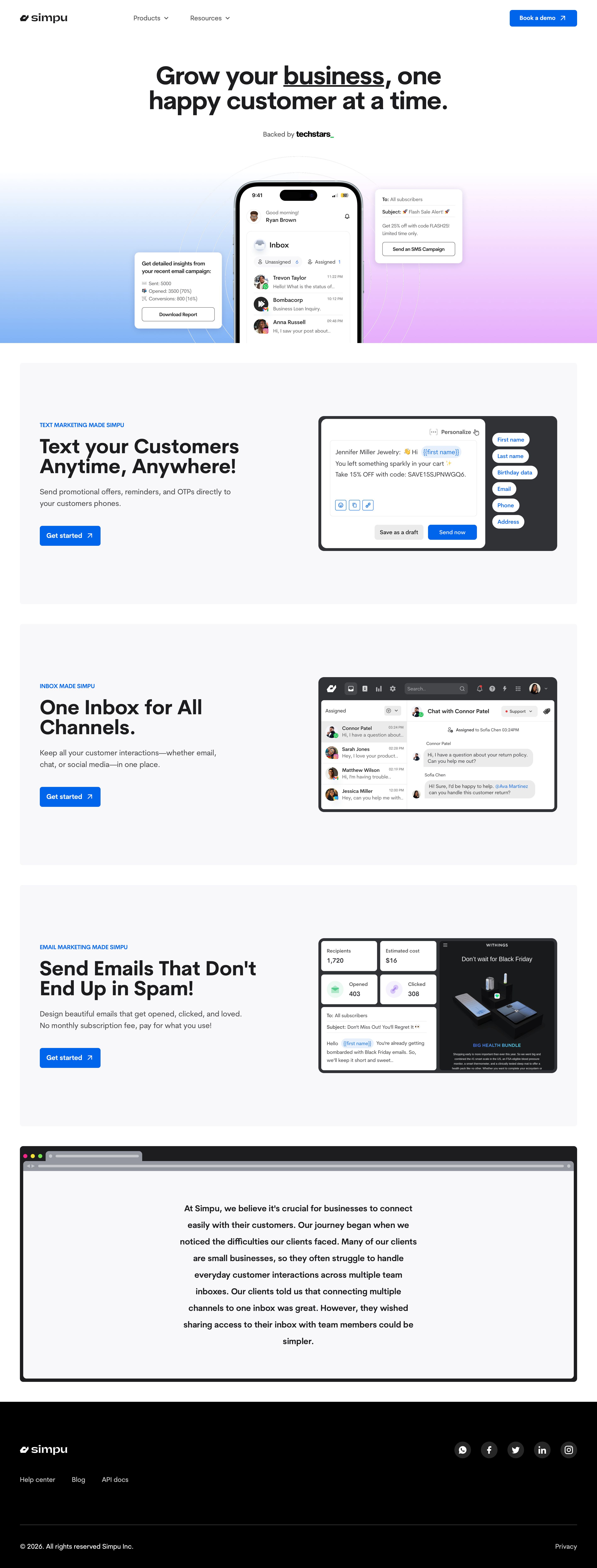 simpu.co - Unified Customer Communication Platform for Businesses - Simpu - Desktop - Sat Aug 01 2026 21:37:28 GMT+0000 (Coordinated Universal Time) Screenshot