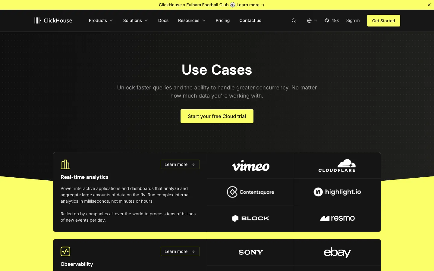 clickhouse.com - Use Cases Screenshot Preview