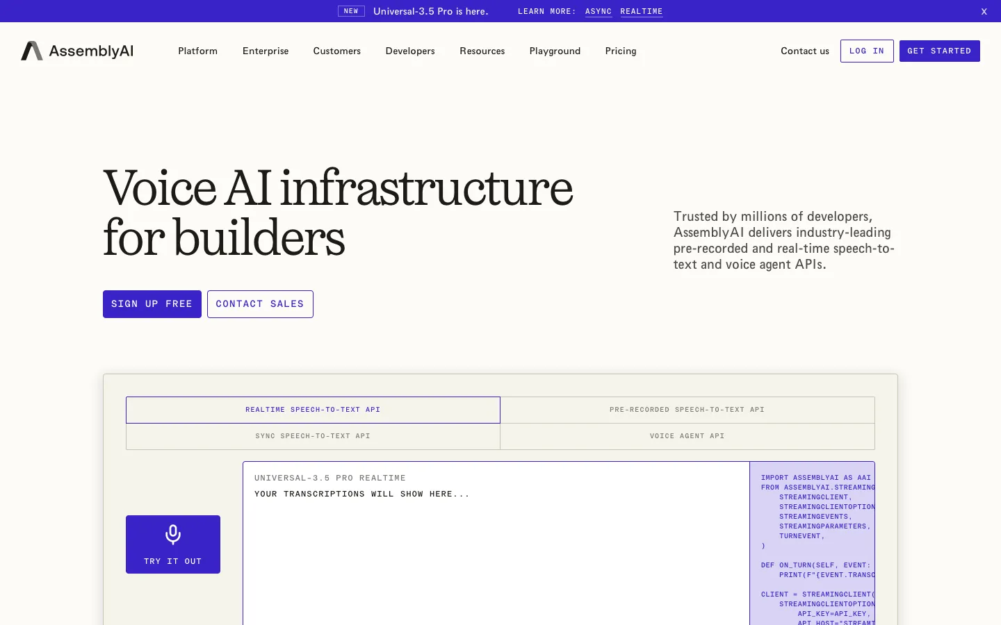 assemblyai.com - Landing Screenshot Preview