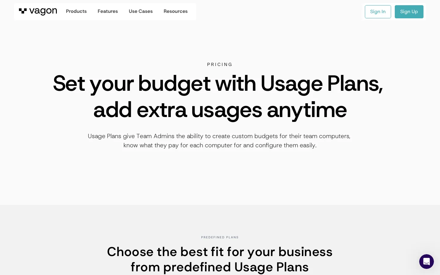 vagon.io - Pricing Screenshot Preview