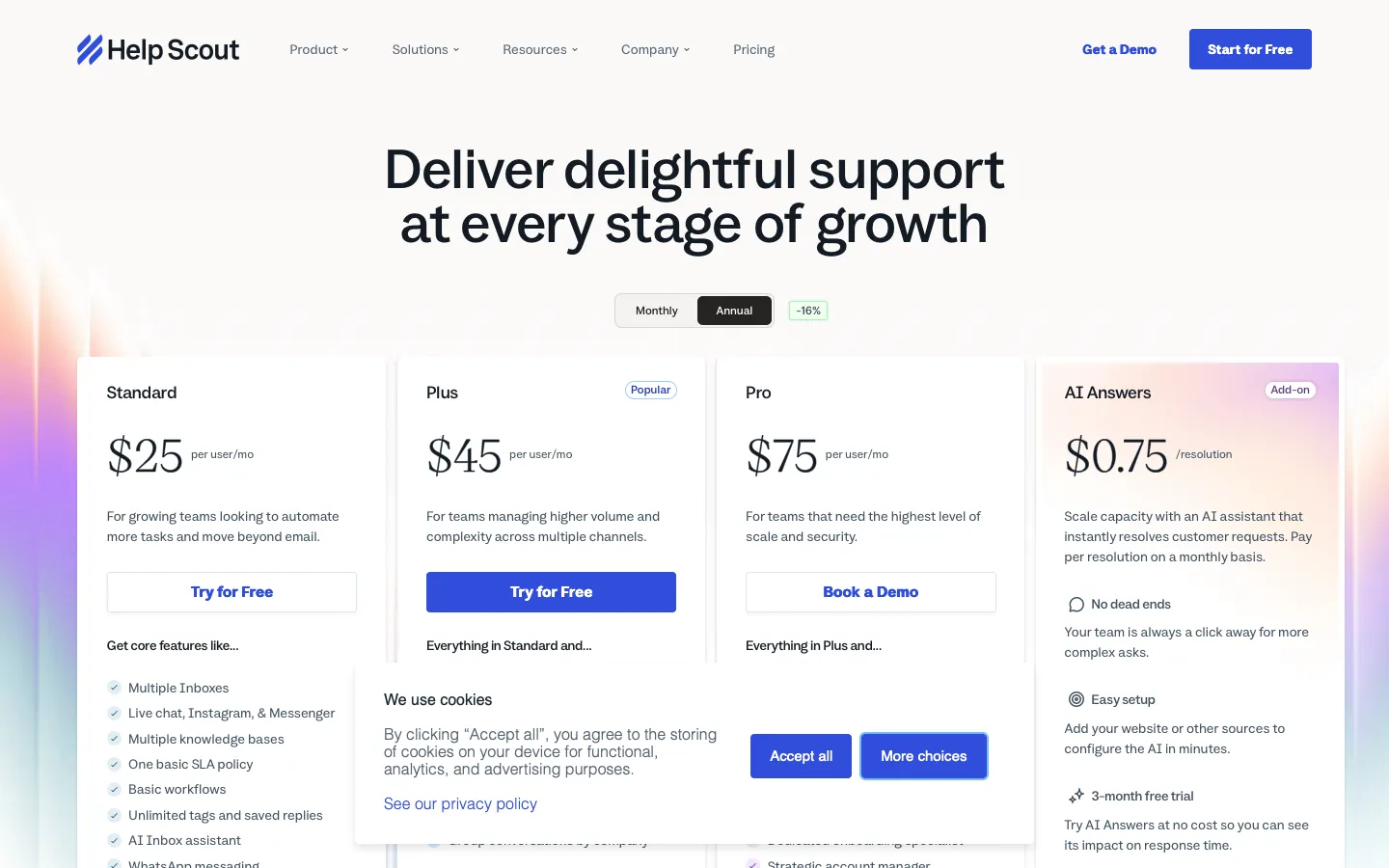 helpscout.com - Pricing Screenshot Preview