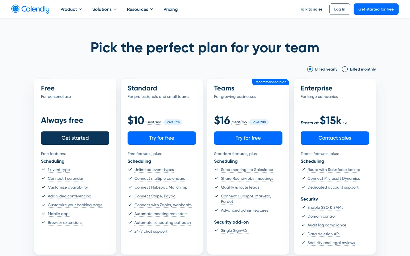 calendly.com - Pricing Screenshot Preview