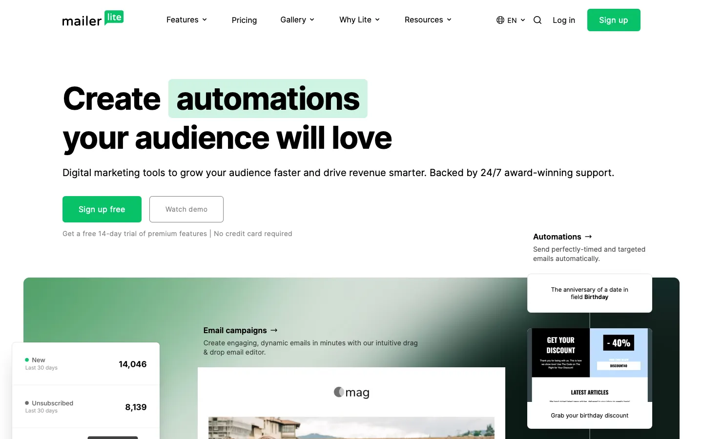 mailerlite.com - Landing Screenshot Preview