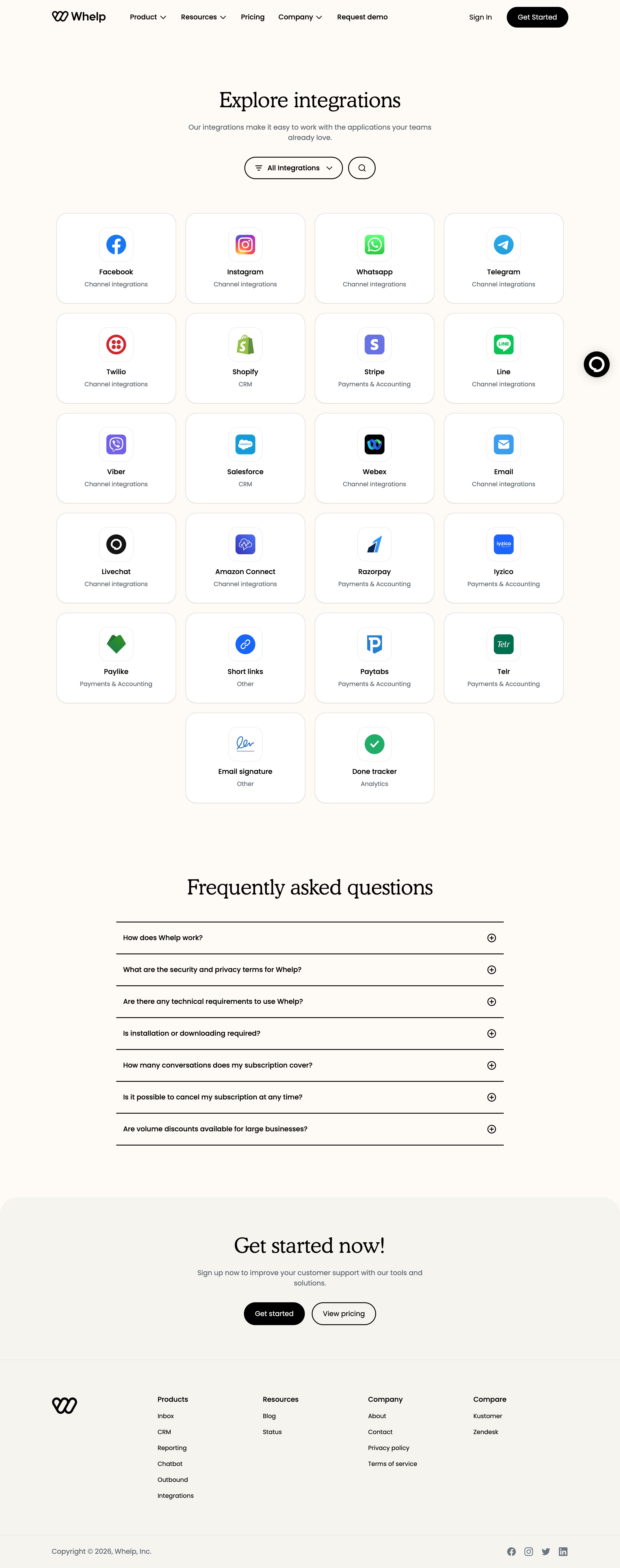 whelp.co - Integrations - Whelp - Desktop Screenshot