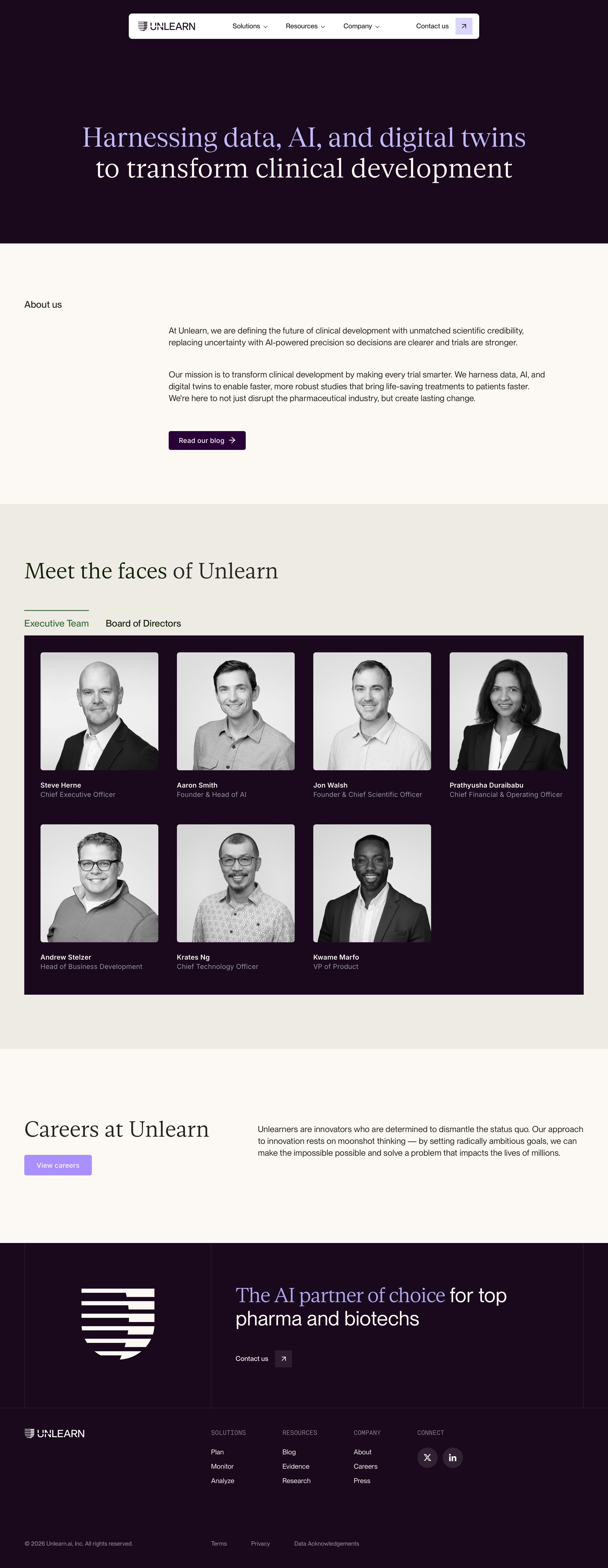 unlearn.ai - Revolutionizing Medicine | AI and Digital Twins of Trial Participants - Desktop - Tue Jul 28 2026 23:43:23 GMT+0000 (Coordinated Universal Time) Screenshot