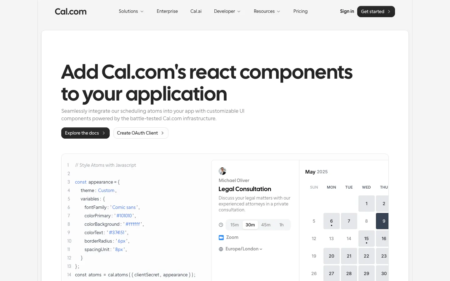 cal.com - Landing Screenshot Preview