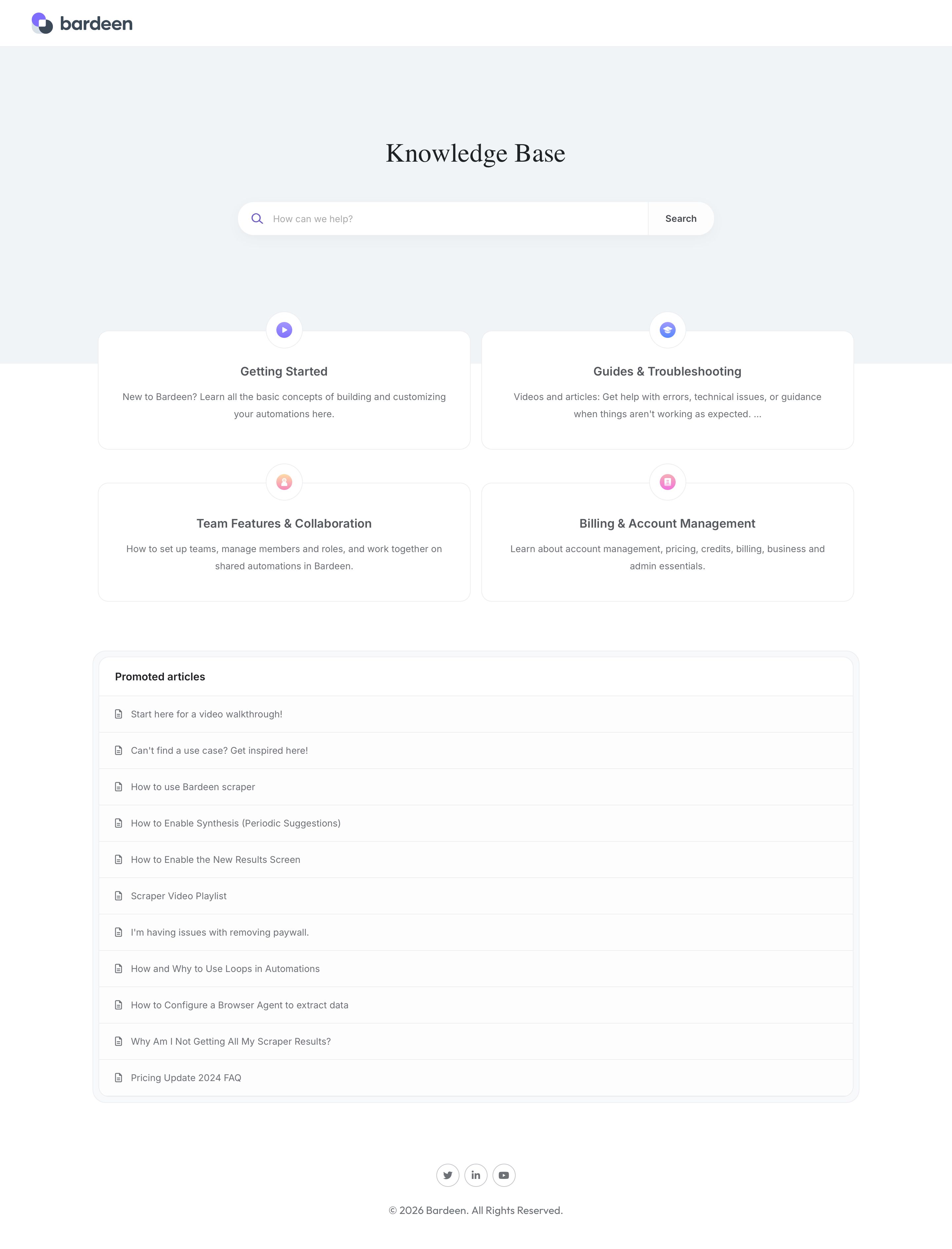 bardeen.ai - Bardeen Support - Desktop Screenshot