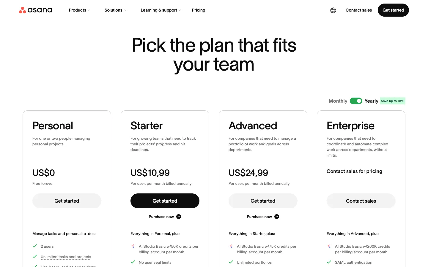 asana.com - Pricing Screenshot Preview