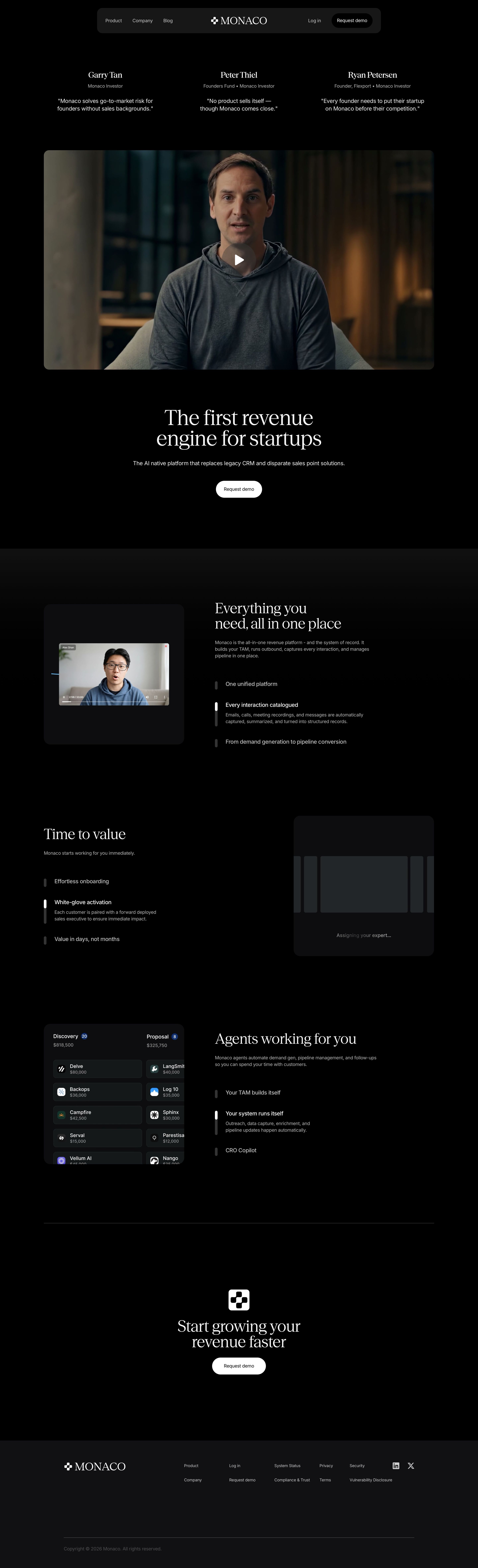 monaco.com - Monaco – The first revenue engine for startups - Desktop - Thu Jul 30 2026 22:30:29 GMT+0000 (Coordinated Universal Time) Screenshot