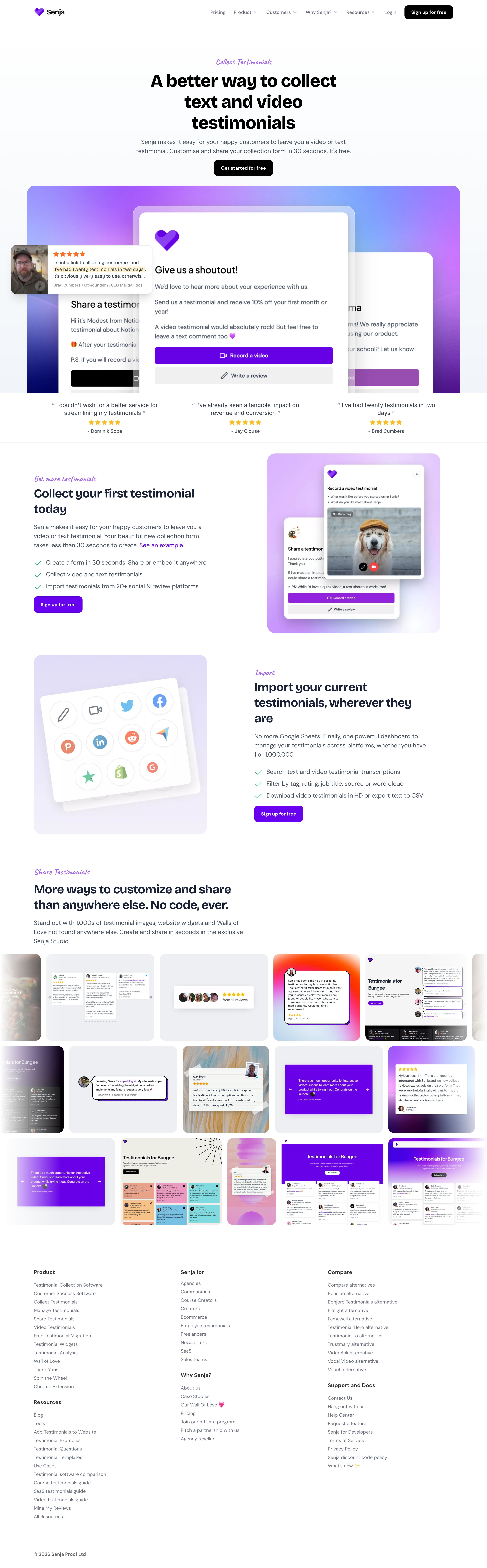 senja.io - Collect Testimonials - Gather video and text testimonials in minutes - Senja - Desktop Screenshot