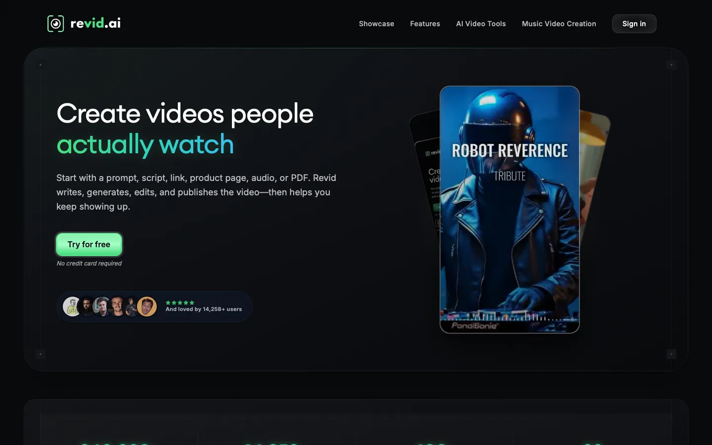 revid.ai - Landing Screenshot Preview
