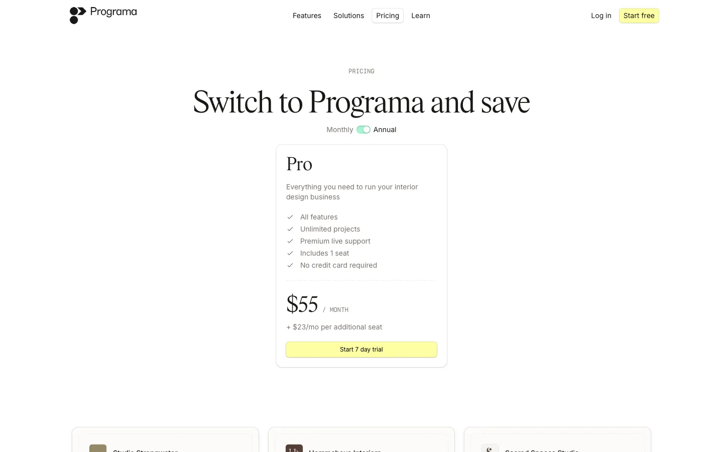 programa.design - Pricing Screenshot Preview