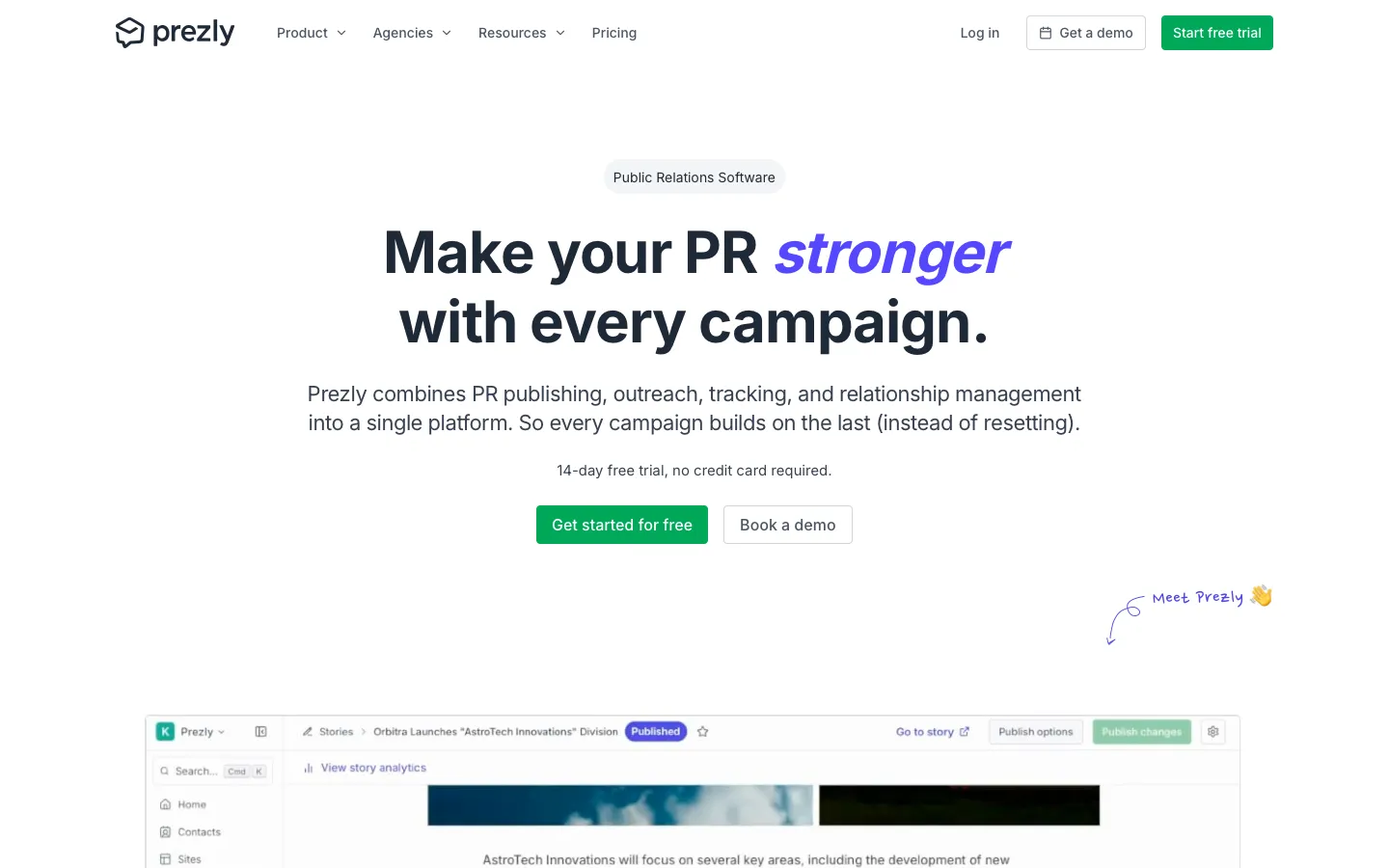 prezly.com - Landing Screenshot Preview