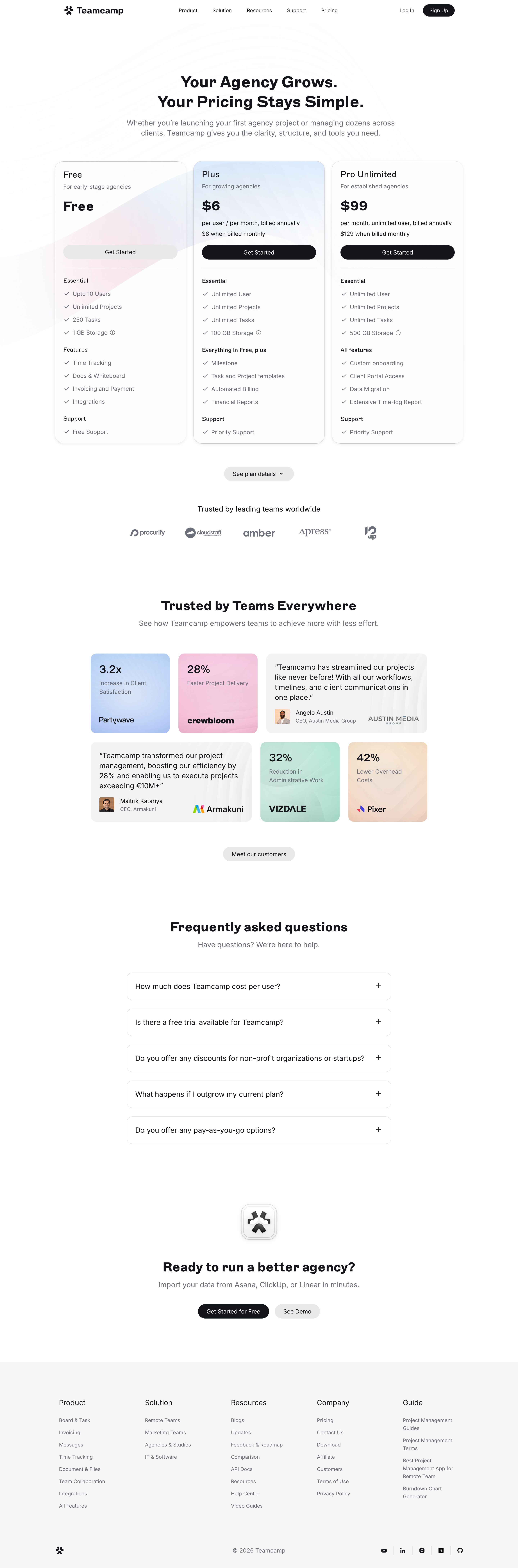 teamcamp.app - Teamcamp Pricing | Affordable Project Management Plans - Desktop Screenshot