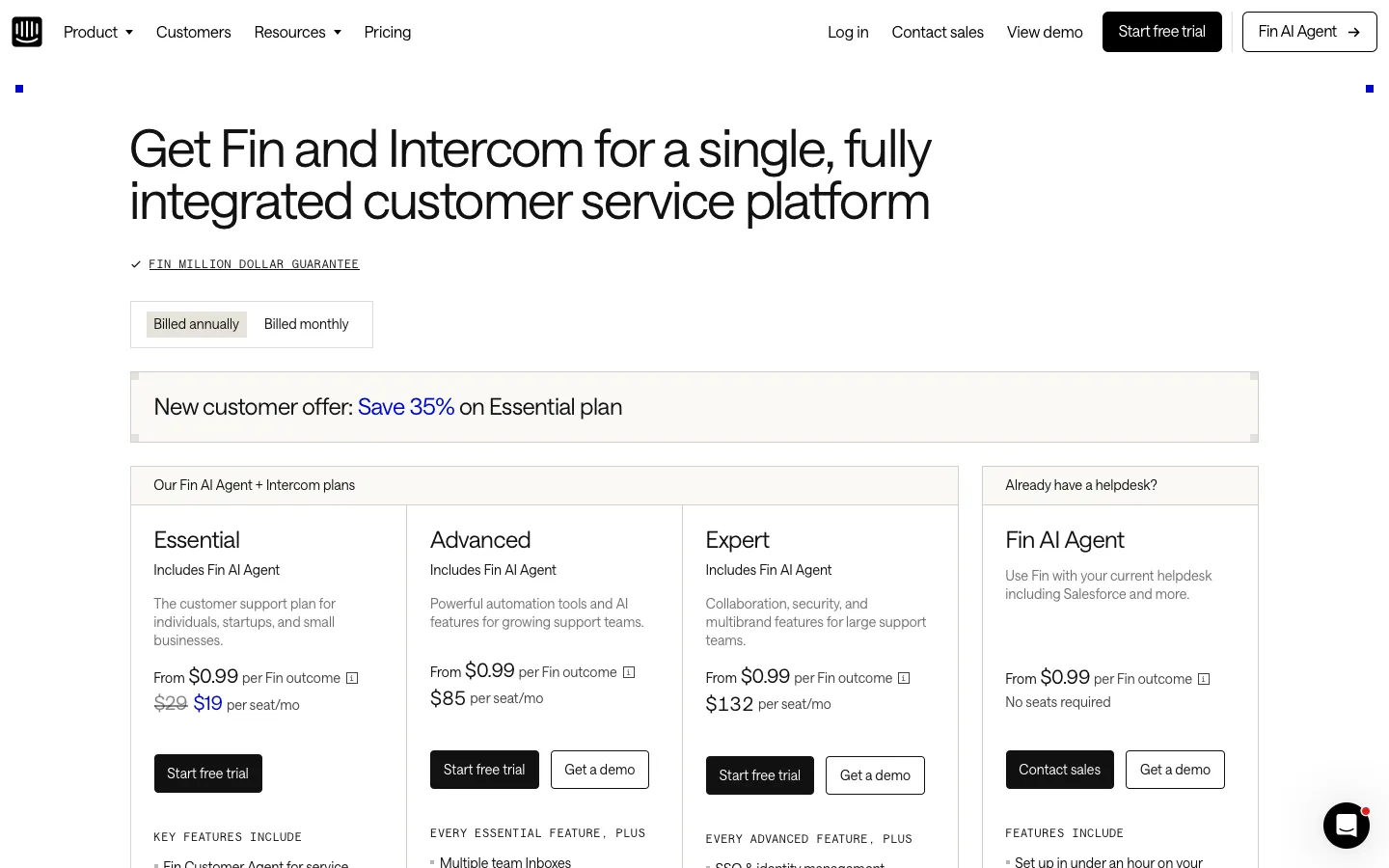intercom.com - Pricing Screenshot Preview
