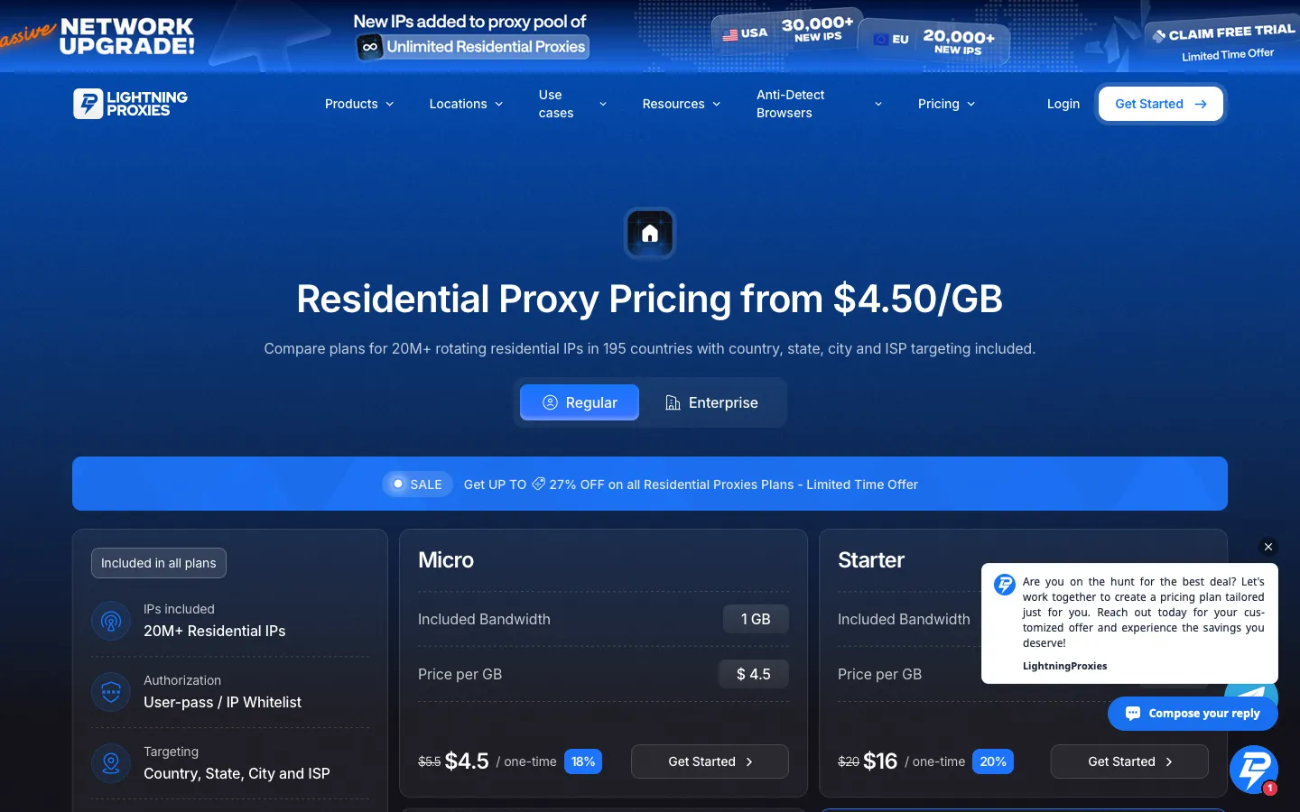 lightningproxies.net - Pricing Screenshot Preview