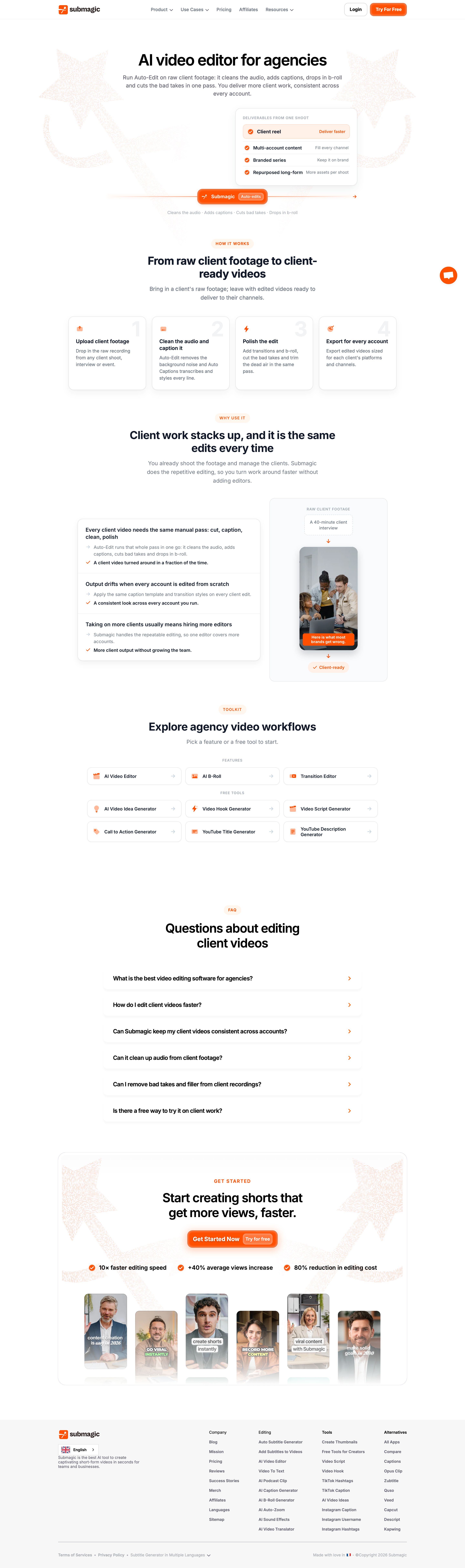 submagic.co - Video Editing Software for Agencies, Deliver Faster - Desktop - Sat Aug 01 2026 05:26:26 GMT+0000 (Coordinated Universal Time) Screenshot