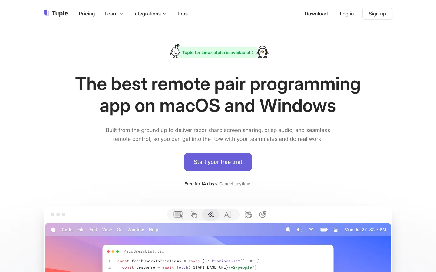 tuple.app - Landing Screenshot Preview