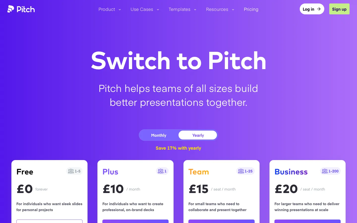 pitch.com - Pricing Screenshot Preview