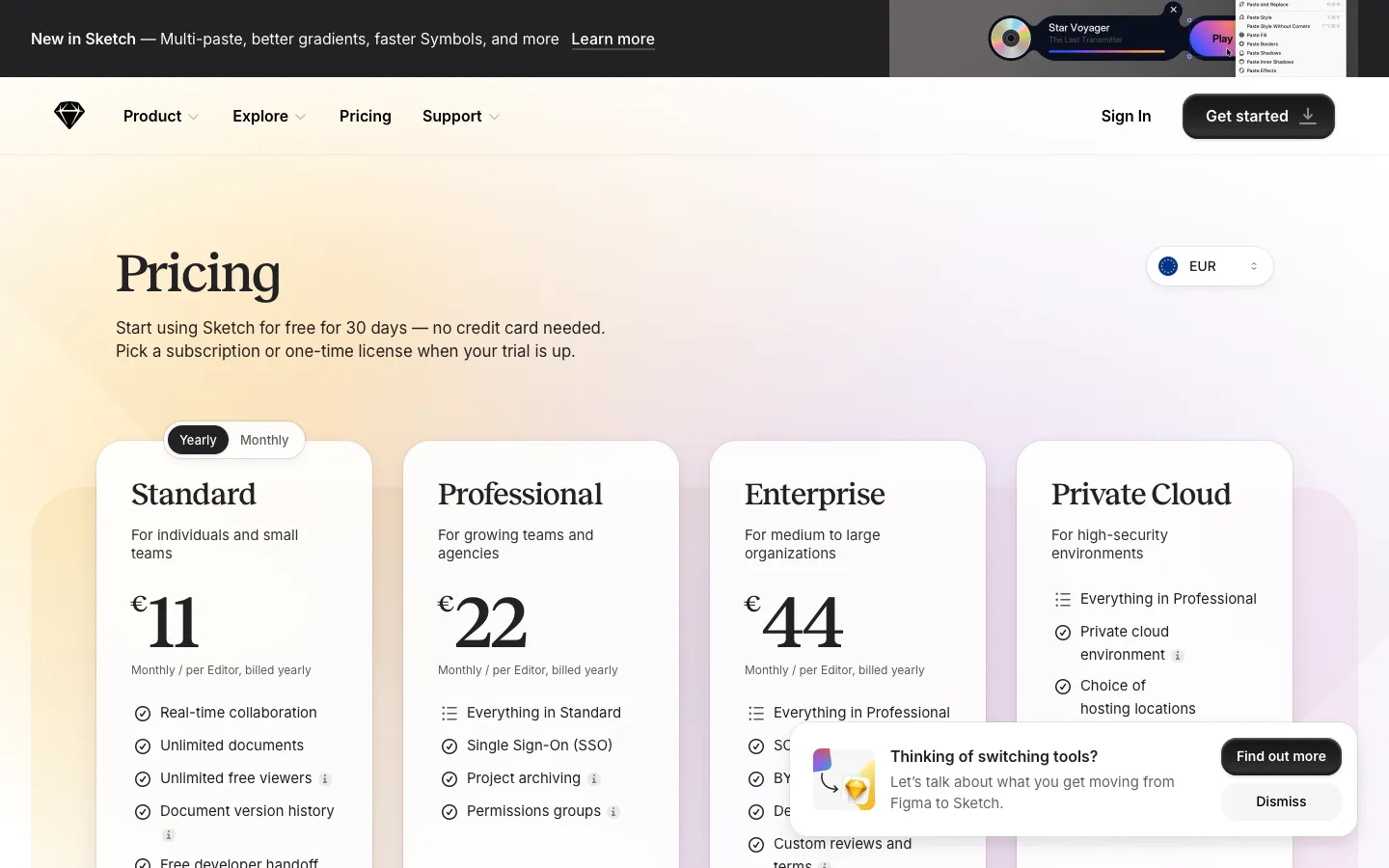 sketch.com - Pricing Screenshot Preview