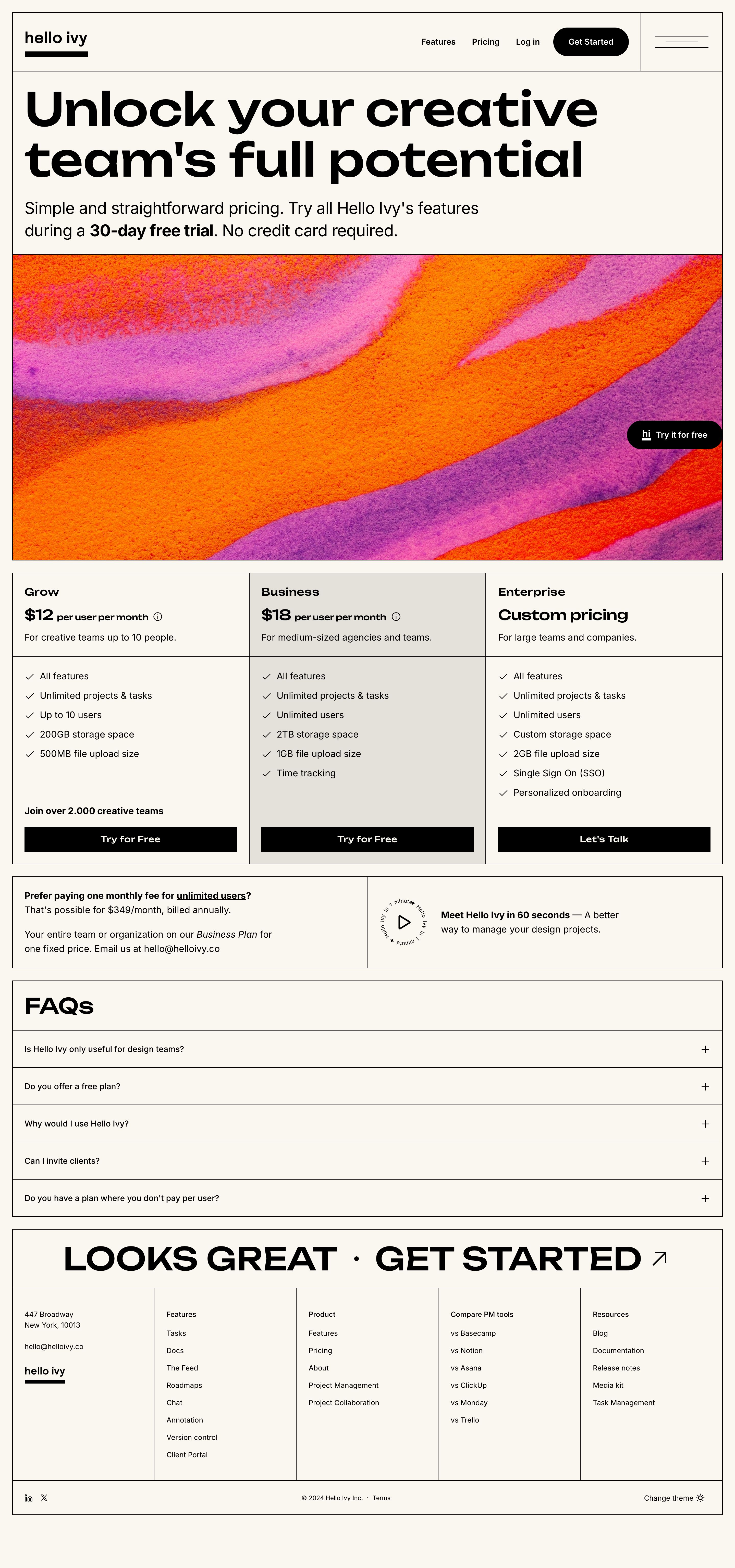 helloivy.co - Pricing - Hello Ivy - Desktop - Tue Jul 28 2026 13:26:05 GMT+0000 (Coordinated Universal Time) Screenshot