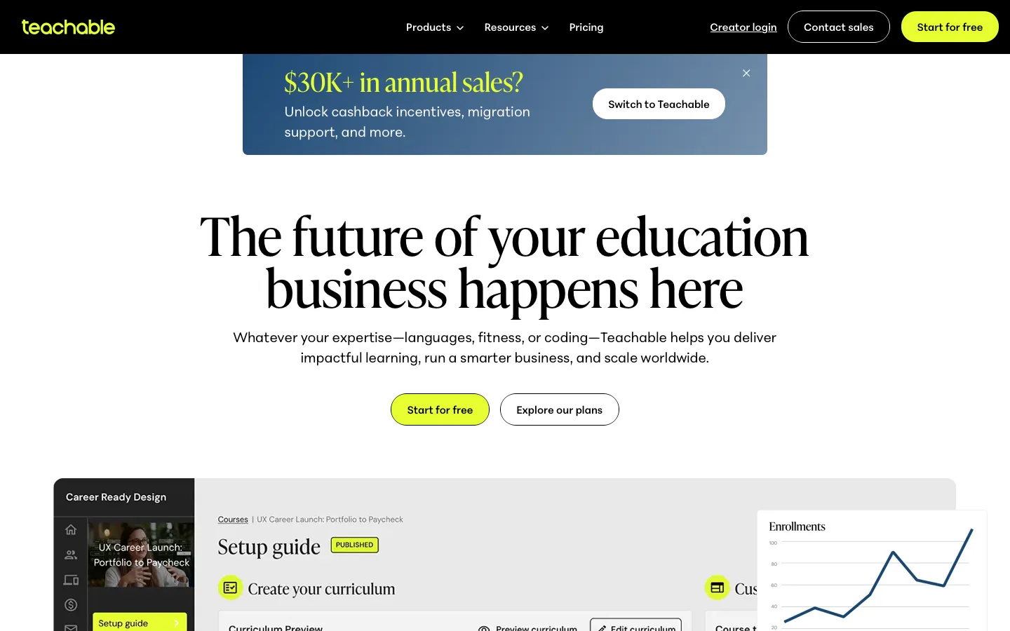 teachable.com - Landing Screenshot Preview