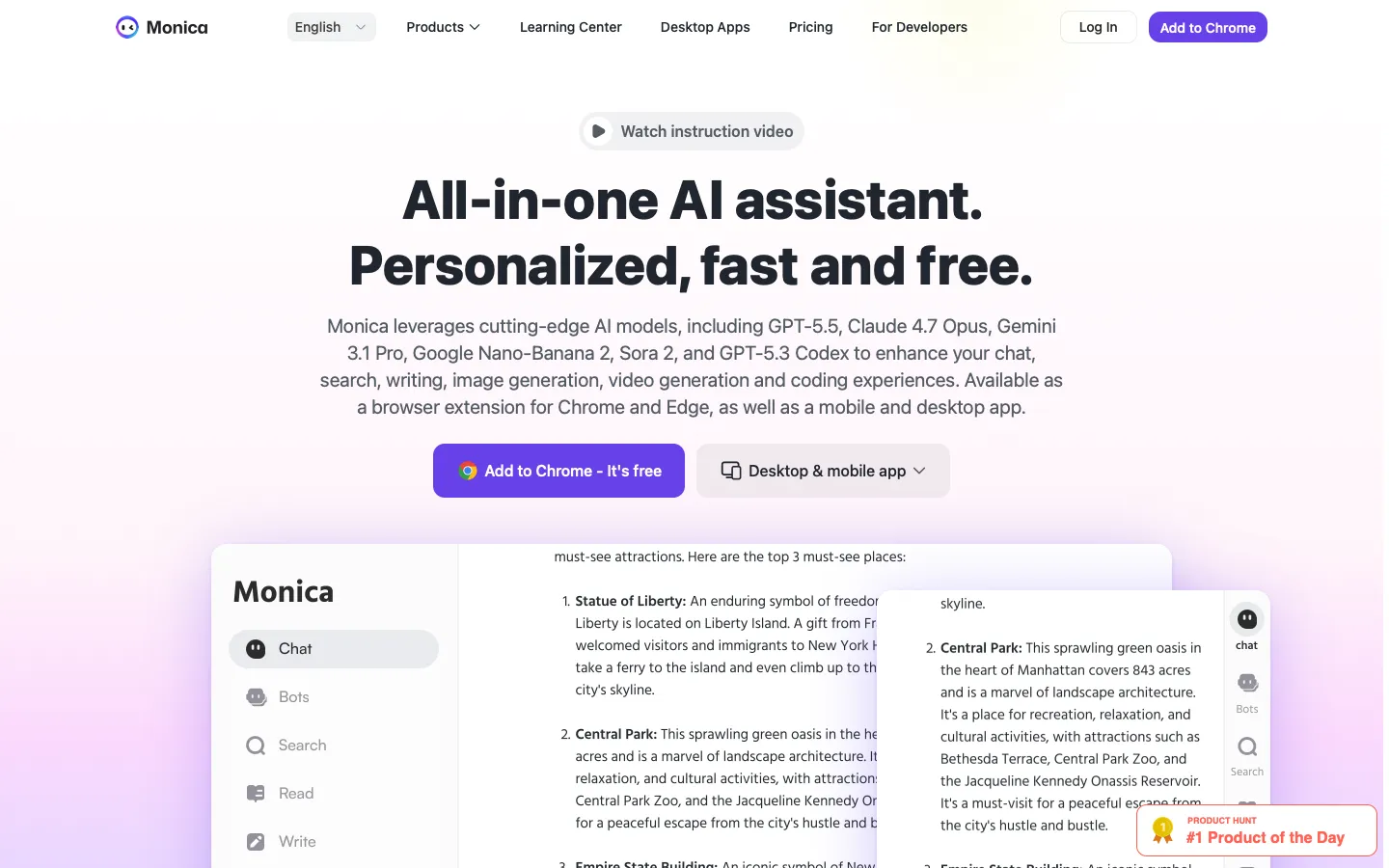 monica.im - Landing Screenshot Preview