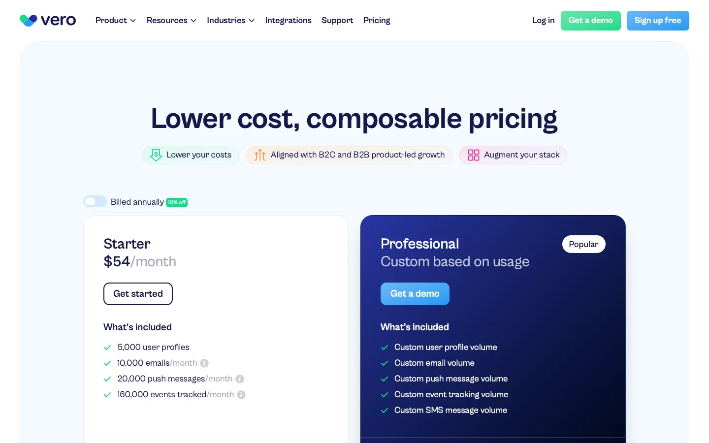getvero.com - Pricing Screenshot Preview
