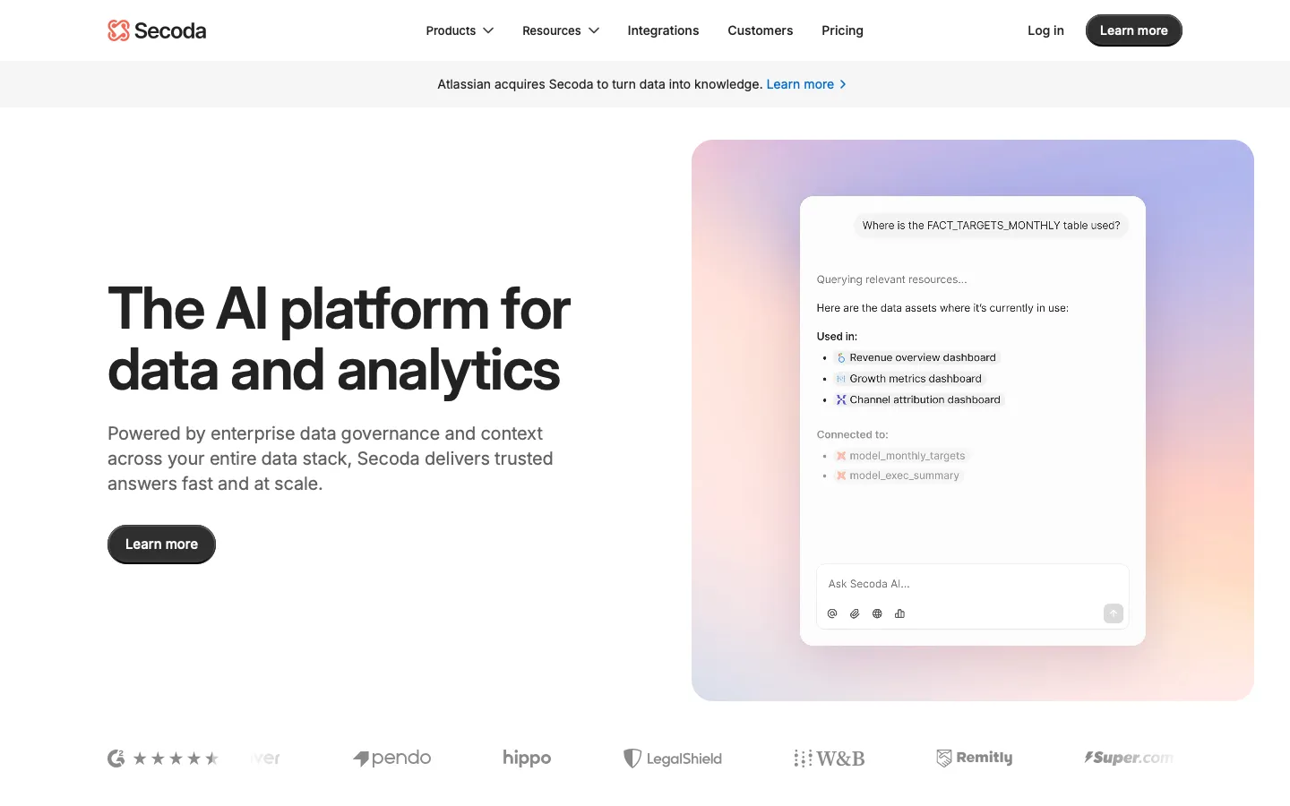 secoda.co - Landing Screenshot Preview