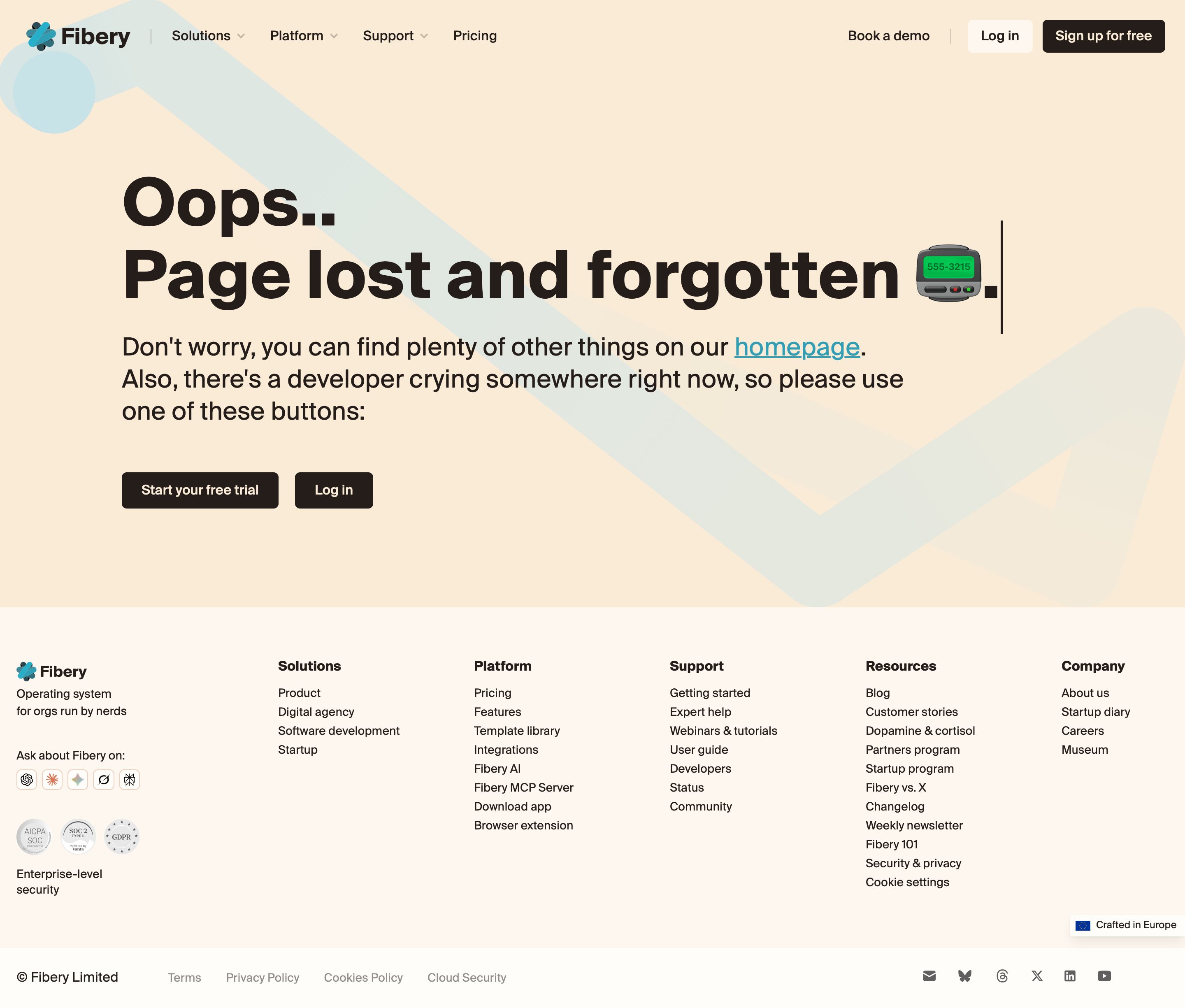 fibery.io - 404 - Page not found — Fibery - Desktop Screenshot