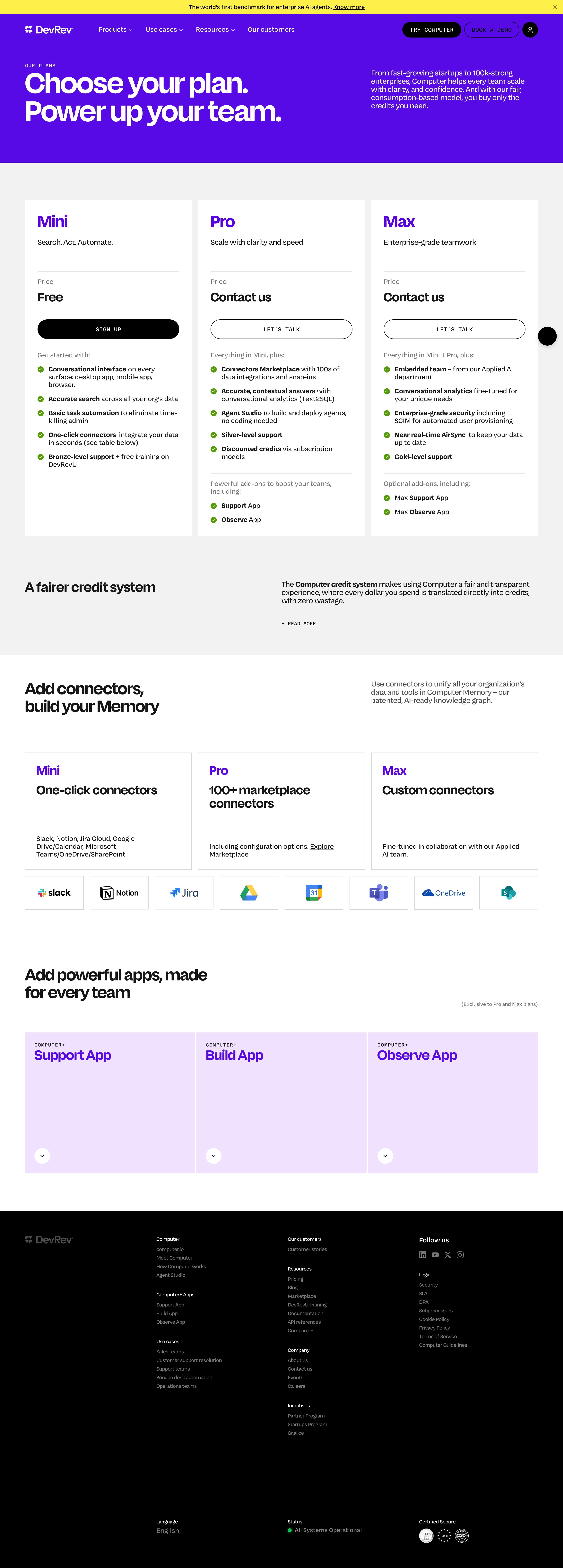 devrev.ai - Computer Pricing - Desktop - Wed Jul 29 2026 09:16:29 GMT+0000 (Coordinated Universal Time) Screenshot