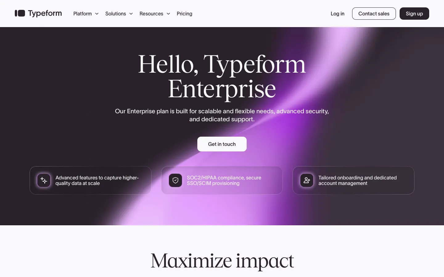 typeform.com - Enterprise Screenshot Preview