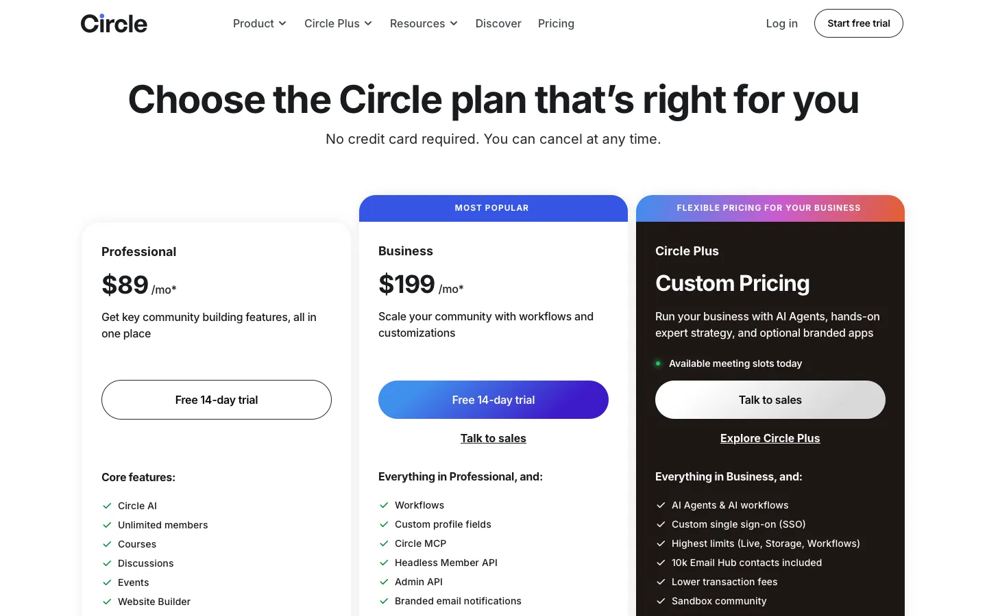 circle.so - Pricing Screenshot Preview