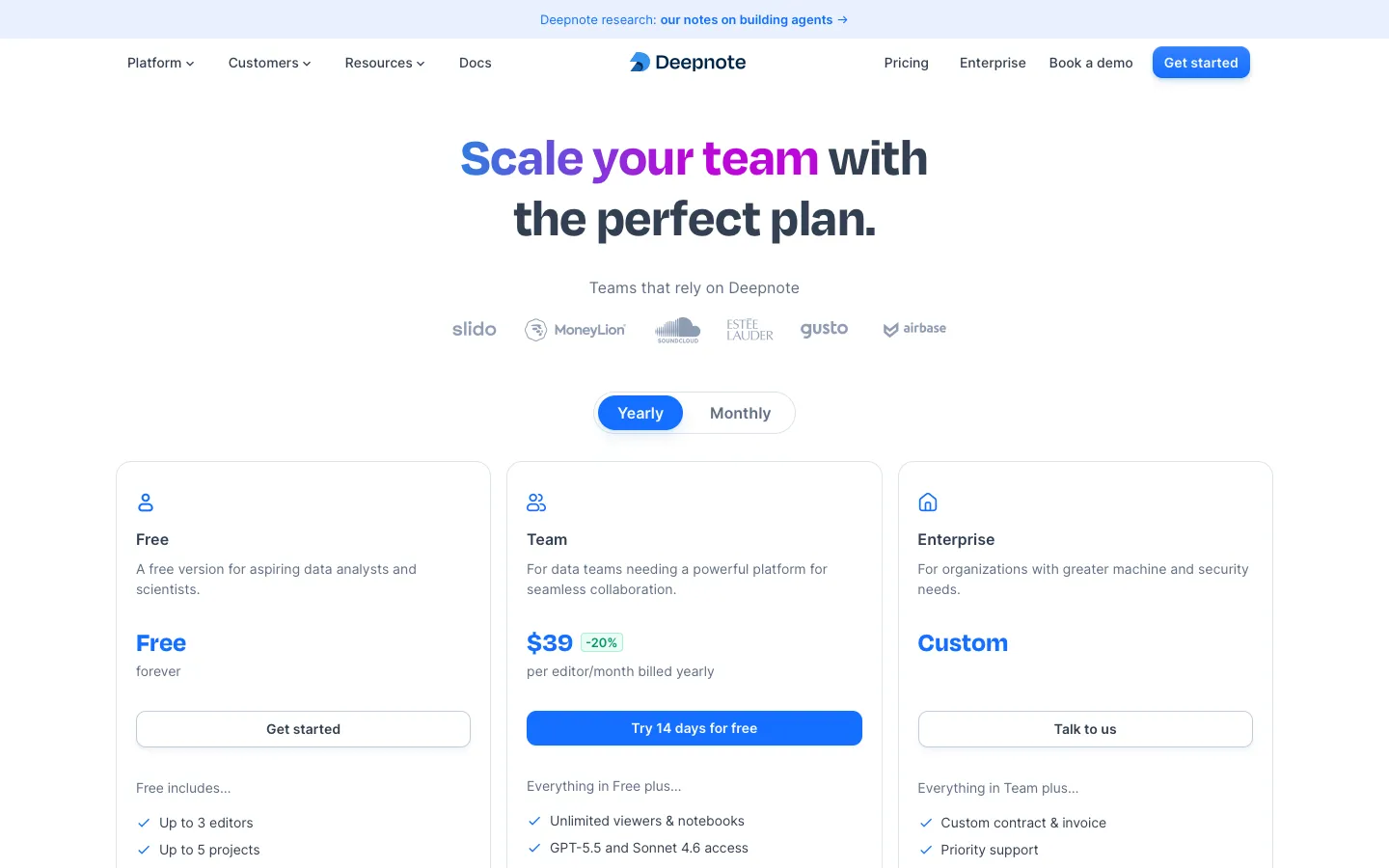 deepnote.com - Pricing Screenshot Preview