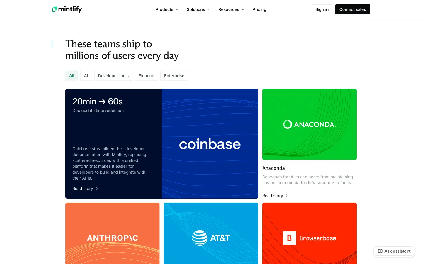 mintlify.com - Customers Screenshot Preview