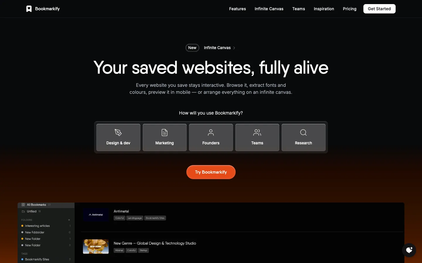 bookmarkify.io - Landing Screenshot Preview