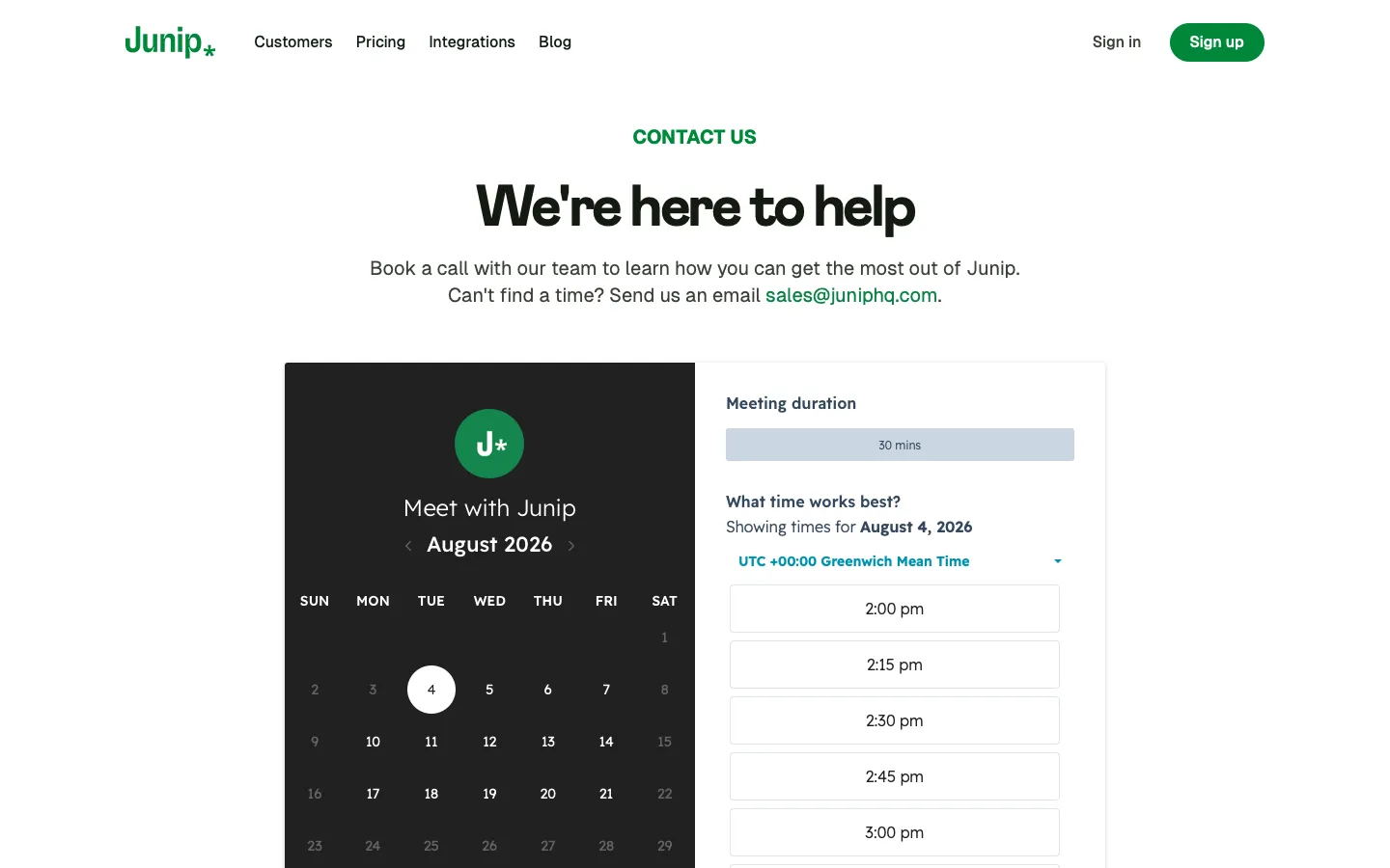 junip.co - Contact Screenshot Preview