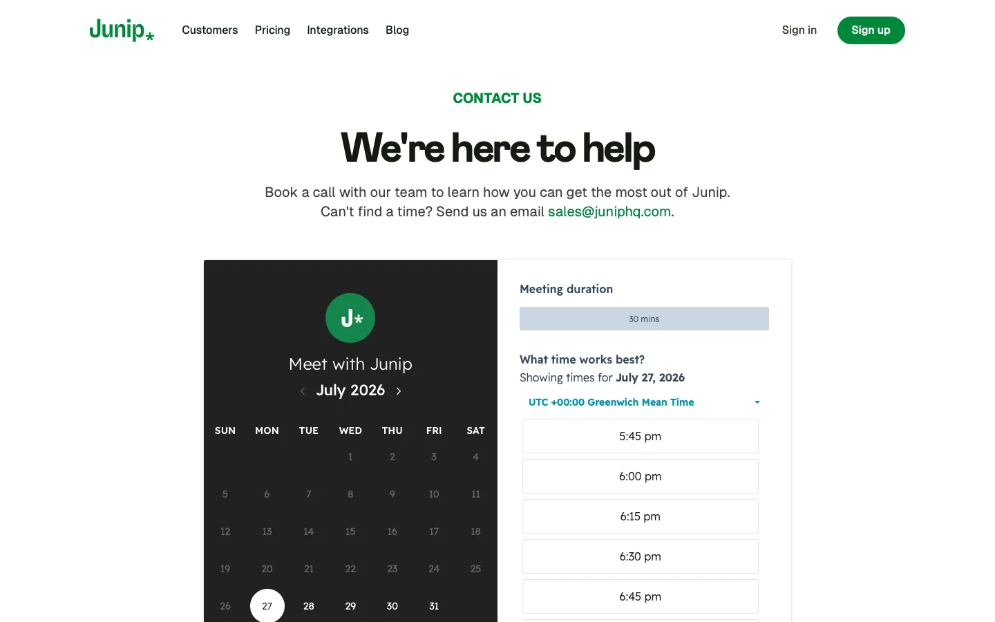 junip.co - Contact Screenshot Preview
