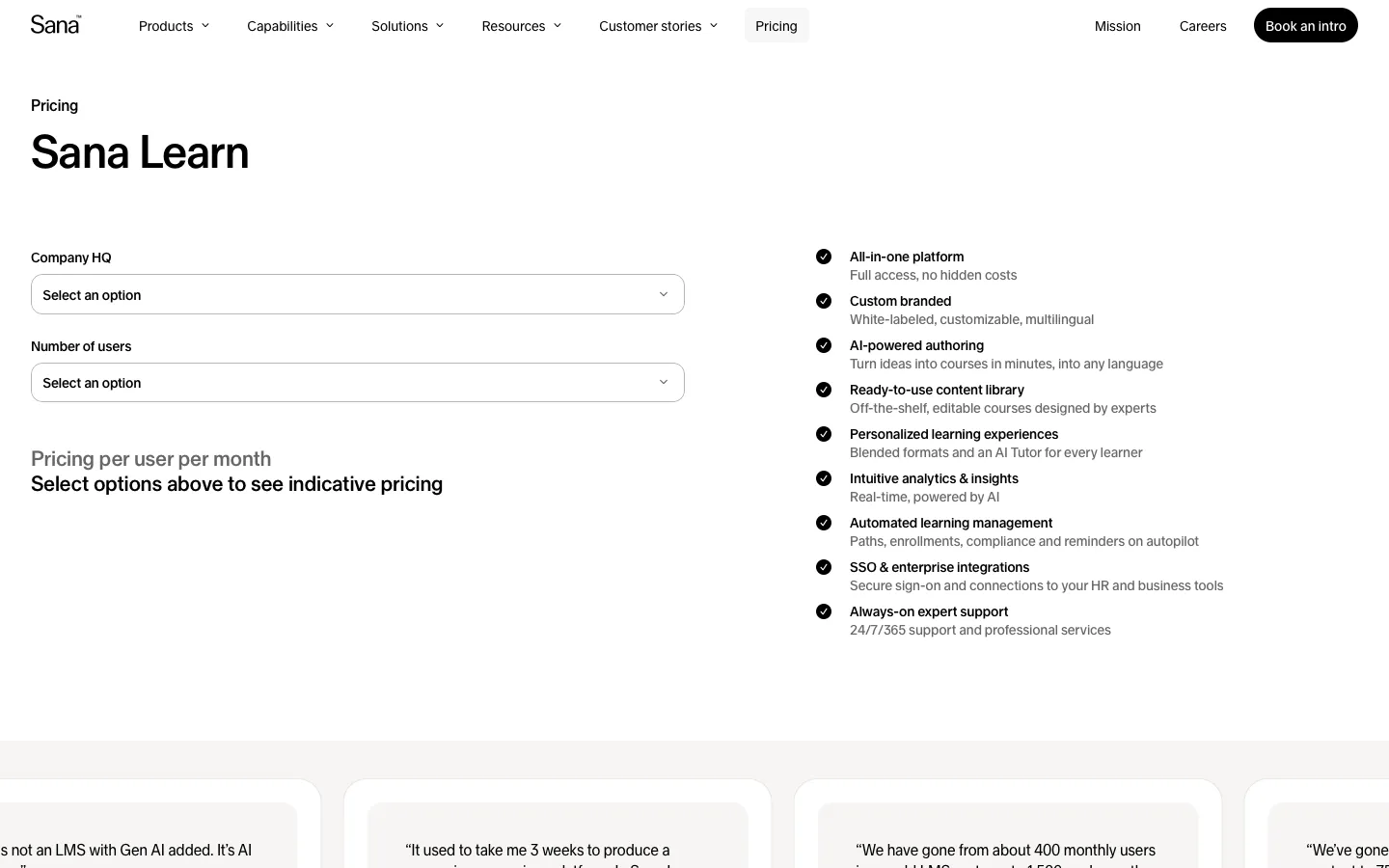 sanalabs.com - Pricing Screenshot Preview